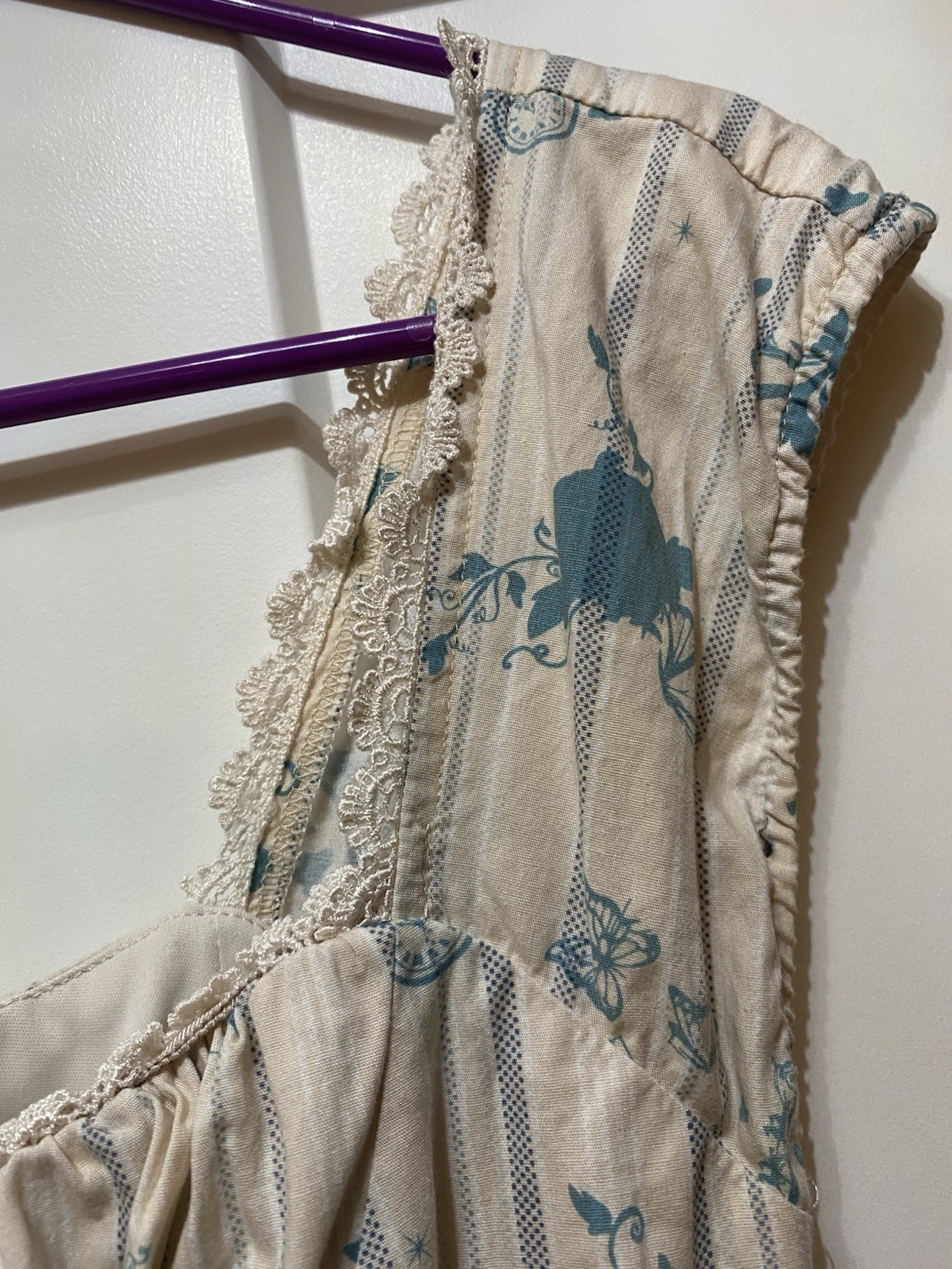 Disney Hot Topic Cinderella Fit & Flare Dress Lace-Up Small Blue Beige Floral