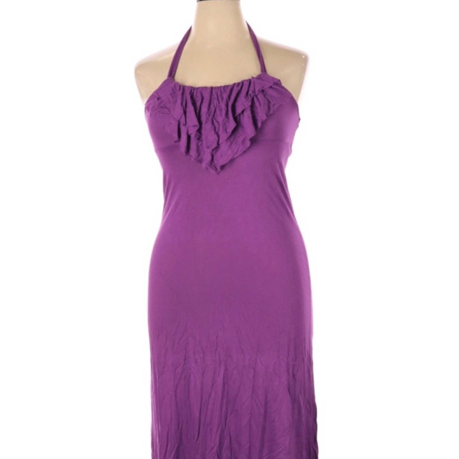 Epic Threads wiggle dress halter neckline with ruffles sexy purple size M