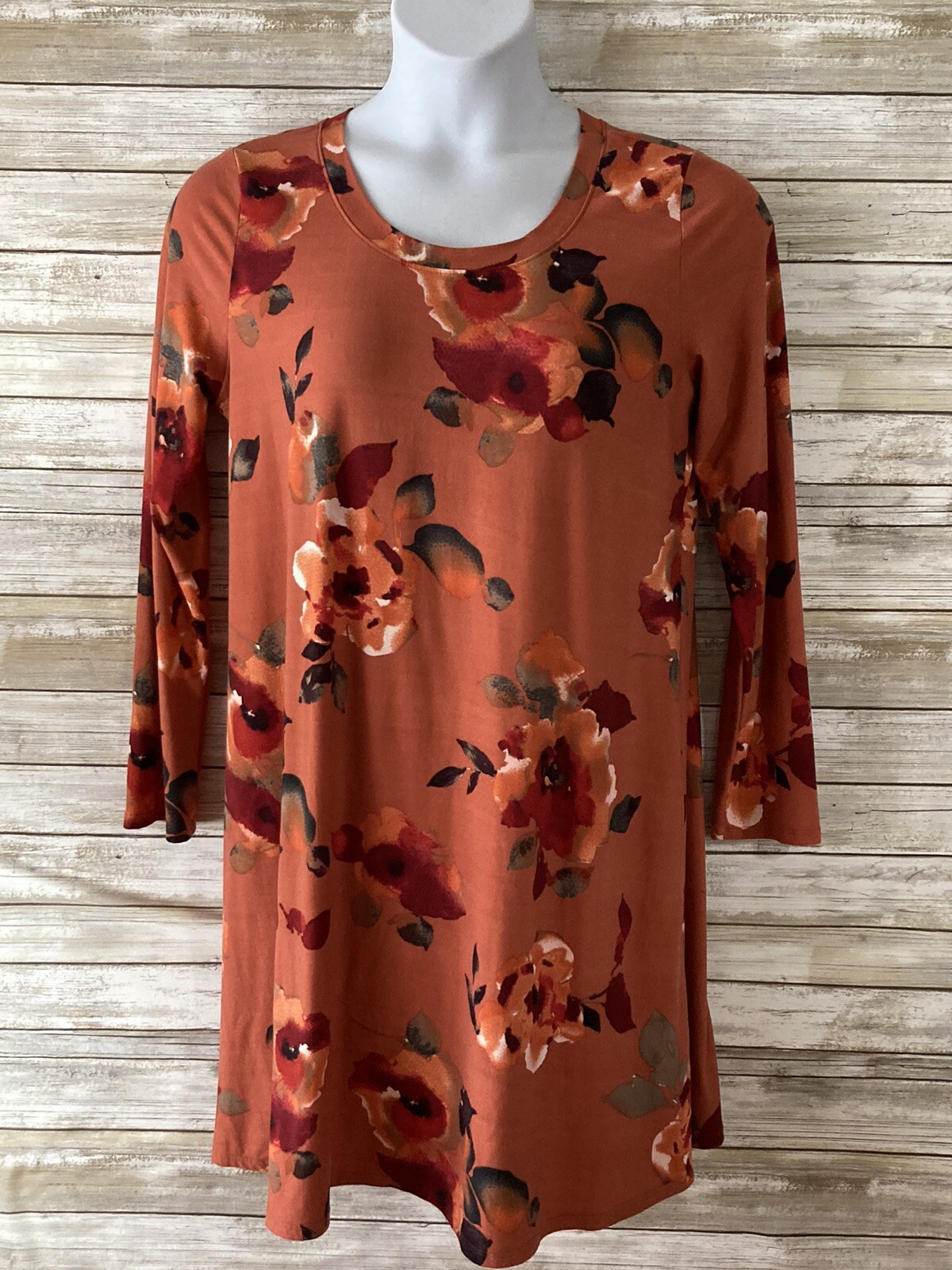 Betsey’s Boutique Shop Women Coral Floral Dress L Large j339