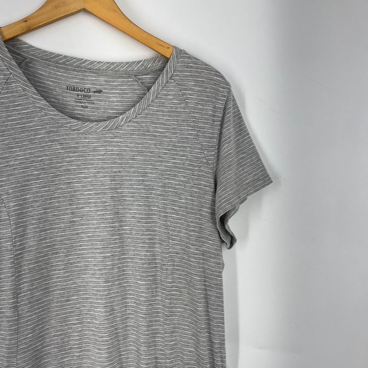 Toad&Co Womens Windmere SS Dress XL Grey Striped Organic Cotton Tencel T1772802