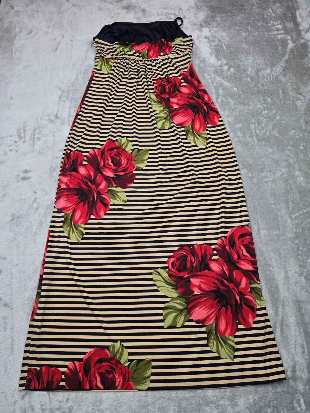 En Focus Studio Striped Rose Patterned Maxi Dress Size 10