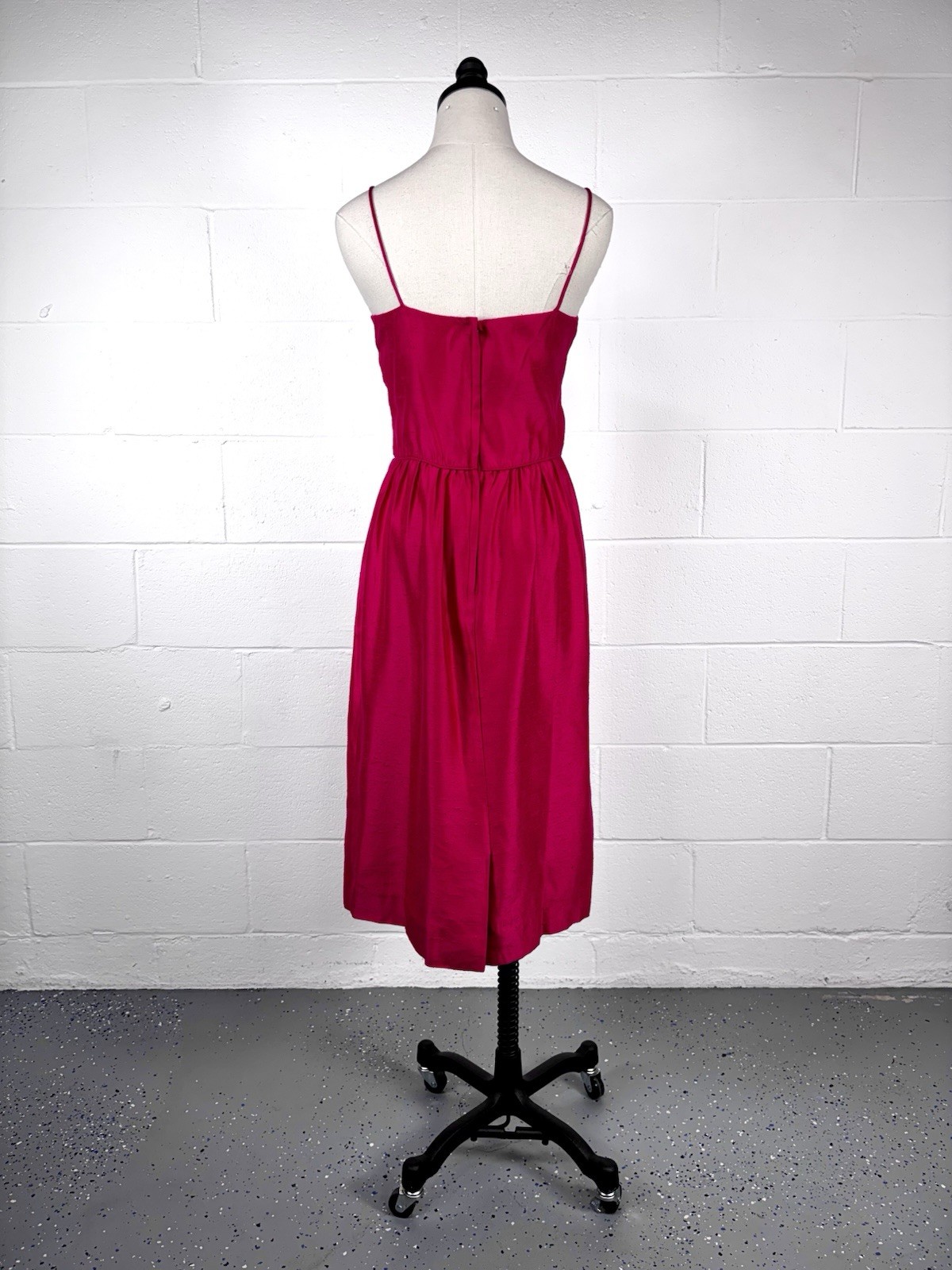 Vintage 60s Hot Pink Cocktail Sheath Dress Silk Dupioni Bombshell Pin-up M 10