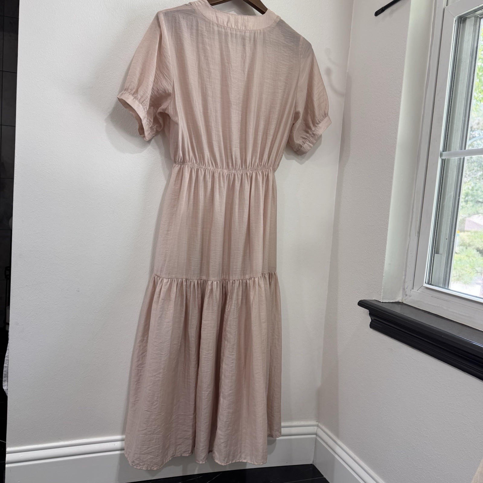 MOD REF Blush Pink Tencel Midi Dress Minimalist Resort Cottagecore