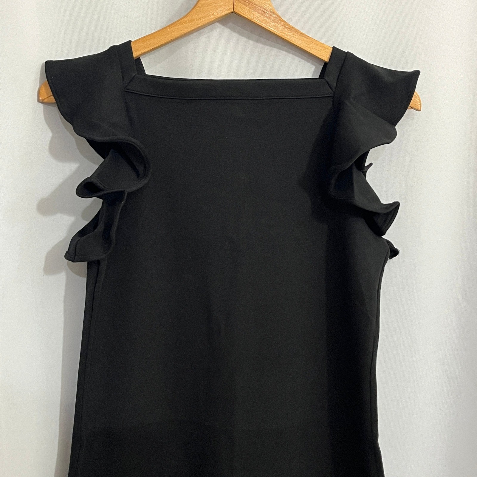 Free Assembly Ruffle Sleeve Tank Dress Womens S Black Shift Mini Feminine LBD