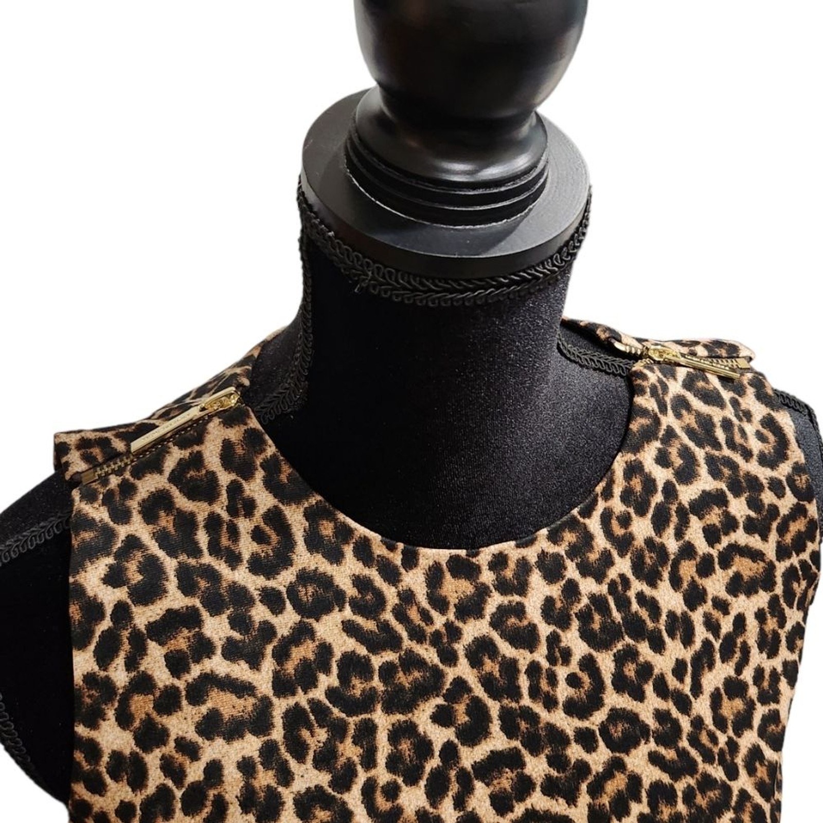 Michael Kors Leopard Print Neutral Sleeveless Knee Length Mini Dress 2