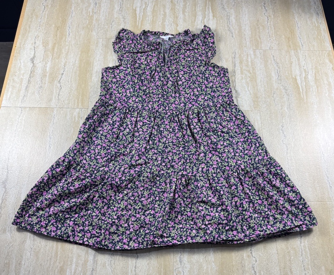 Time and Tru Womens Size M 8-10 Tiered Babydoll Dress Floral Ruffle Sleeve