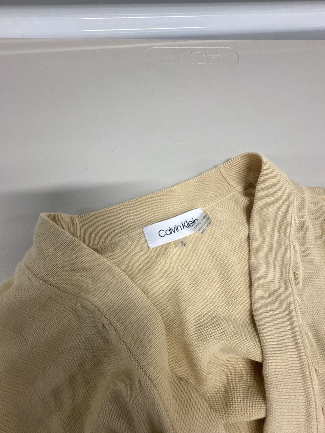 Calvin Klein Beige Dress With Large Gold Tone Buttons. Size SP.