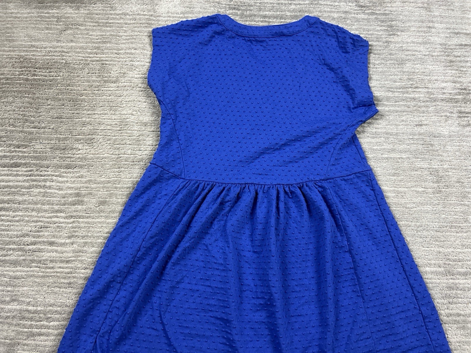 Loft Dress Womens XSP Blue V-Neck Mini Cotton Blend Textured Casual