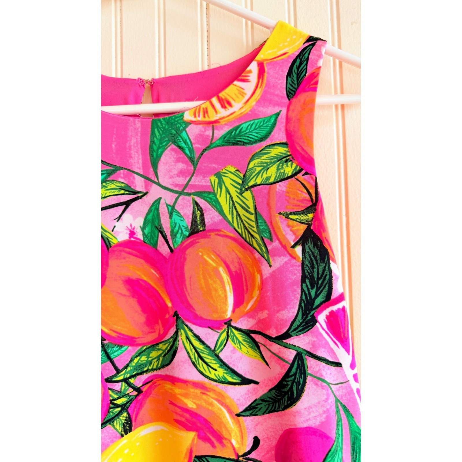 Pappagallo Pink Citrus Fruit Print Sleeveless Shift Dress G35M73PA599 Womens S