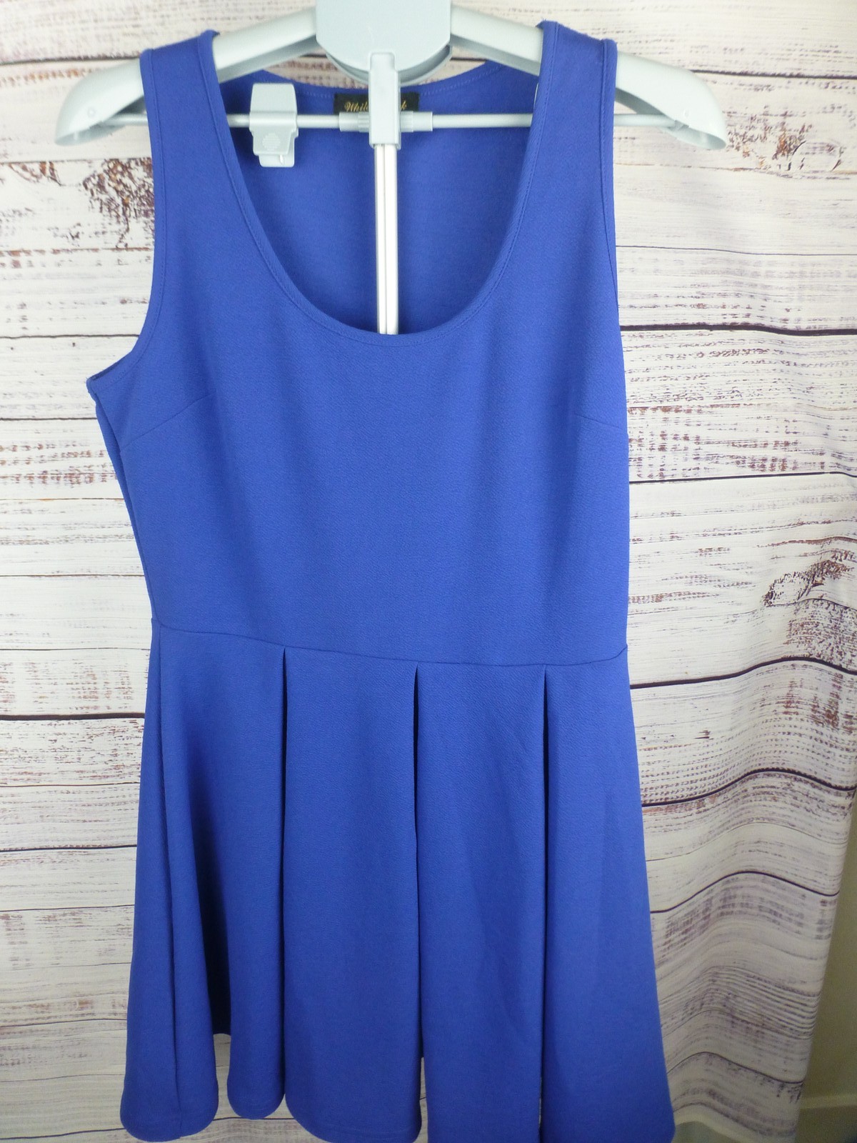 White Mark Women’s Royal Blue Sleeveless Pleated Skater Dress Size XL K2A