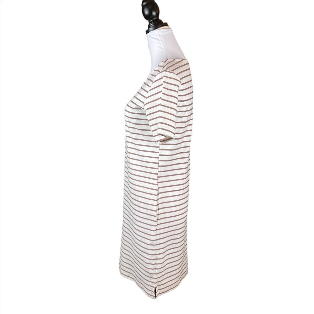Wishlist Off-White And Taupe Stripe Short Sleeve Dress, Size S