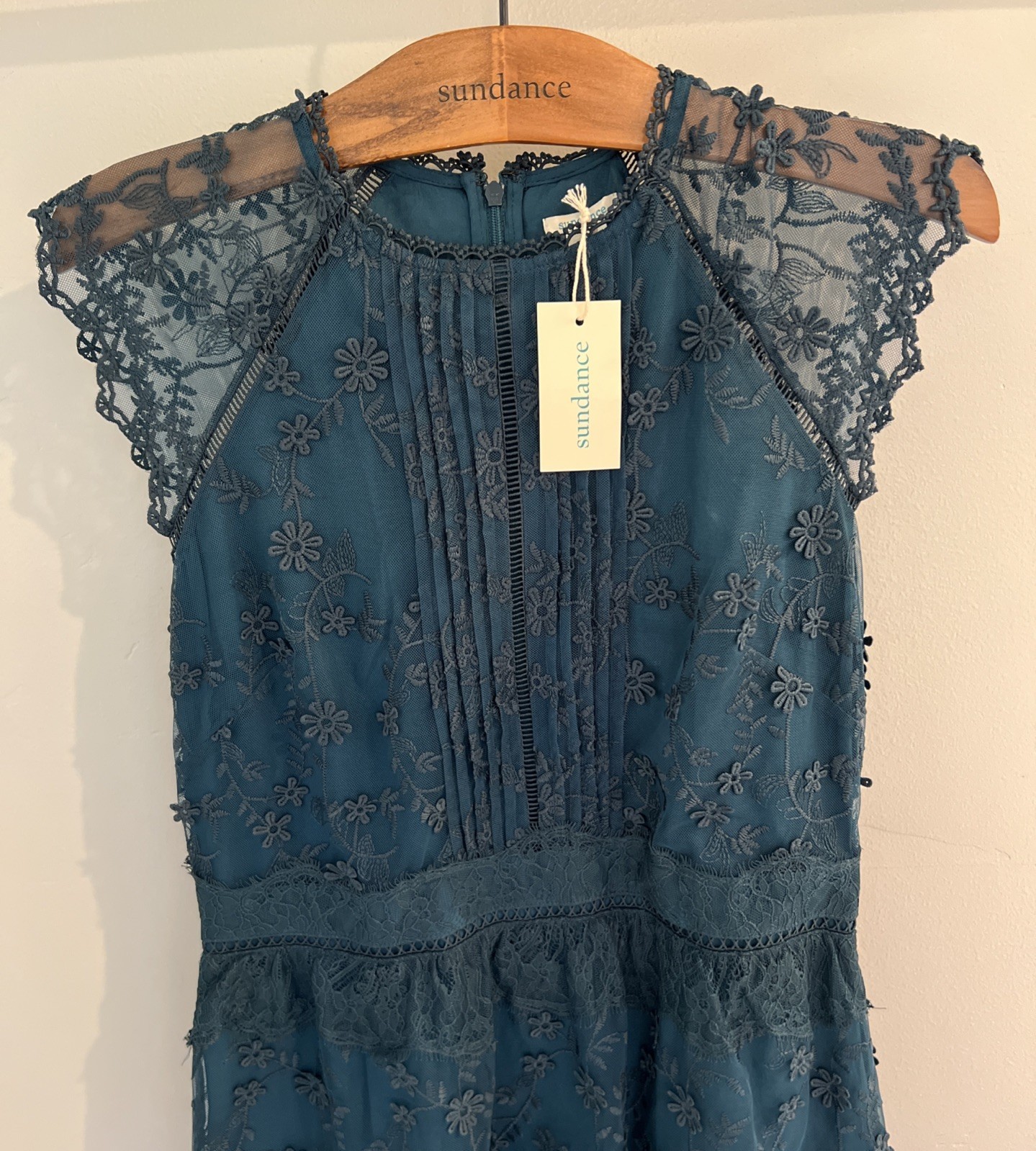 Sundance Catalog Green Loren Lace Tiered Dress Women’s Size 10