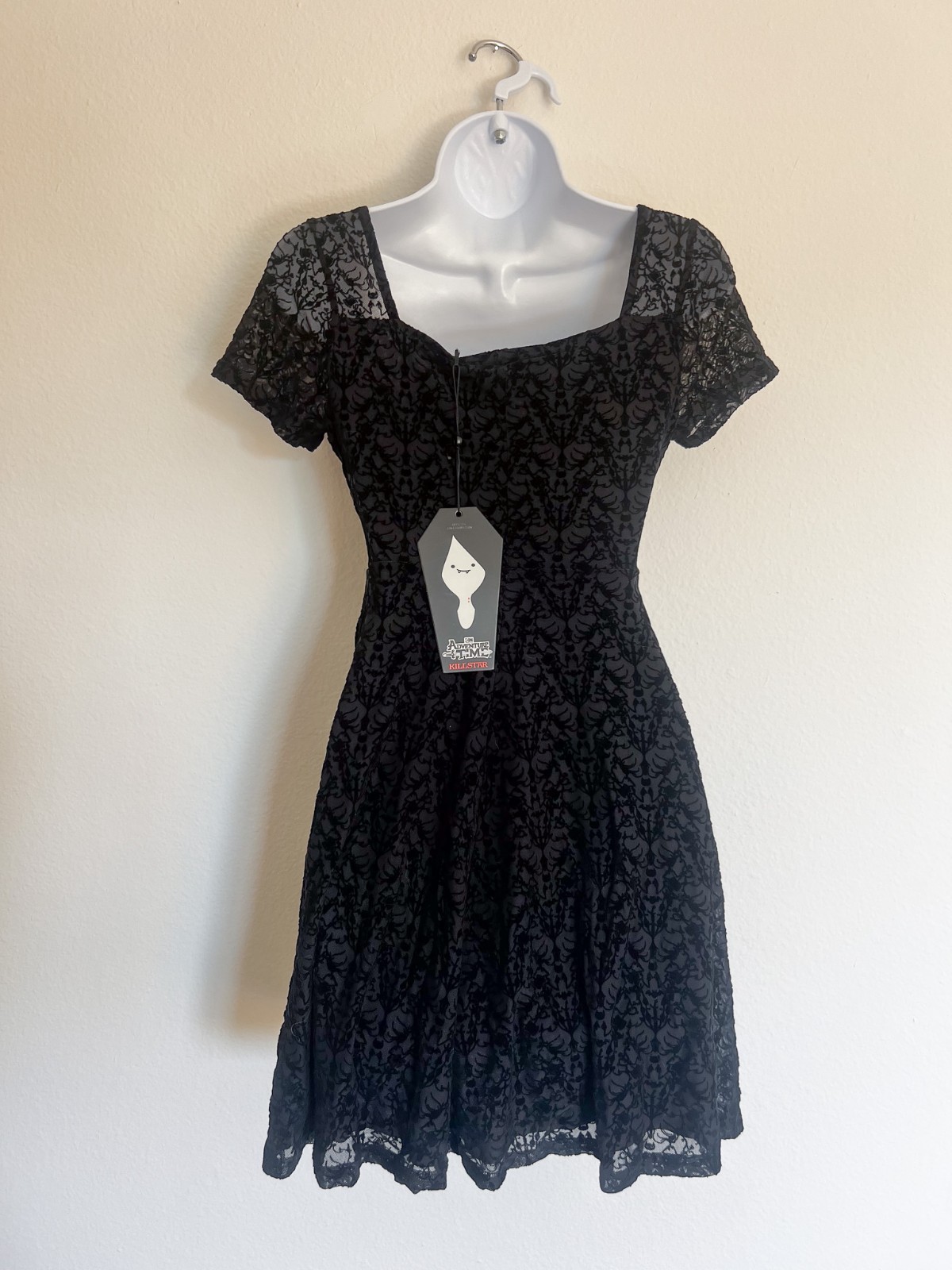 NWT KILLSTAR x ADVENTURE TIME Marceline Skater Dress Black Goth Floral XS