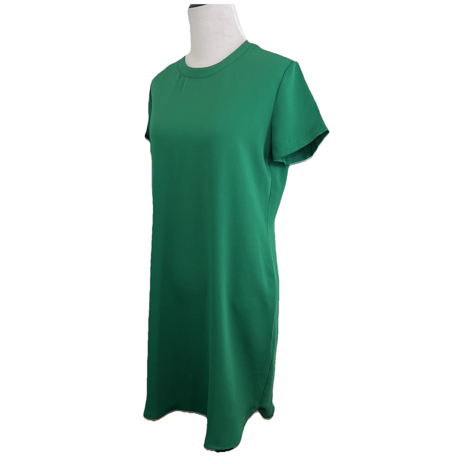 Adrienne Vittadini Sheath Dress Size 2 Green Short Sleeve Casual Back Zip Shift