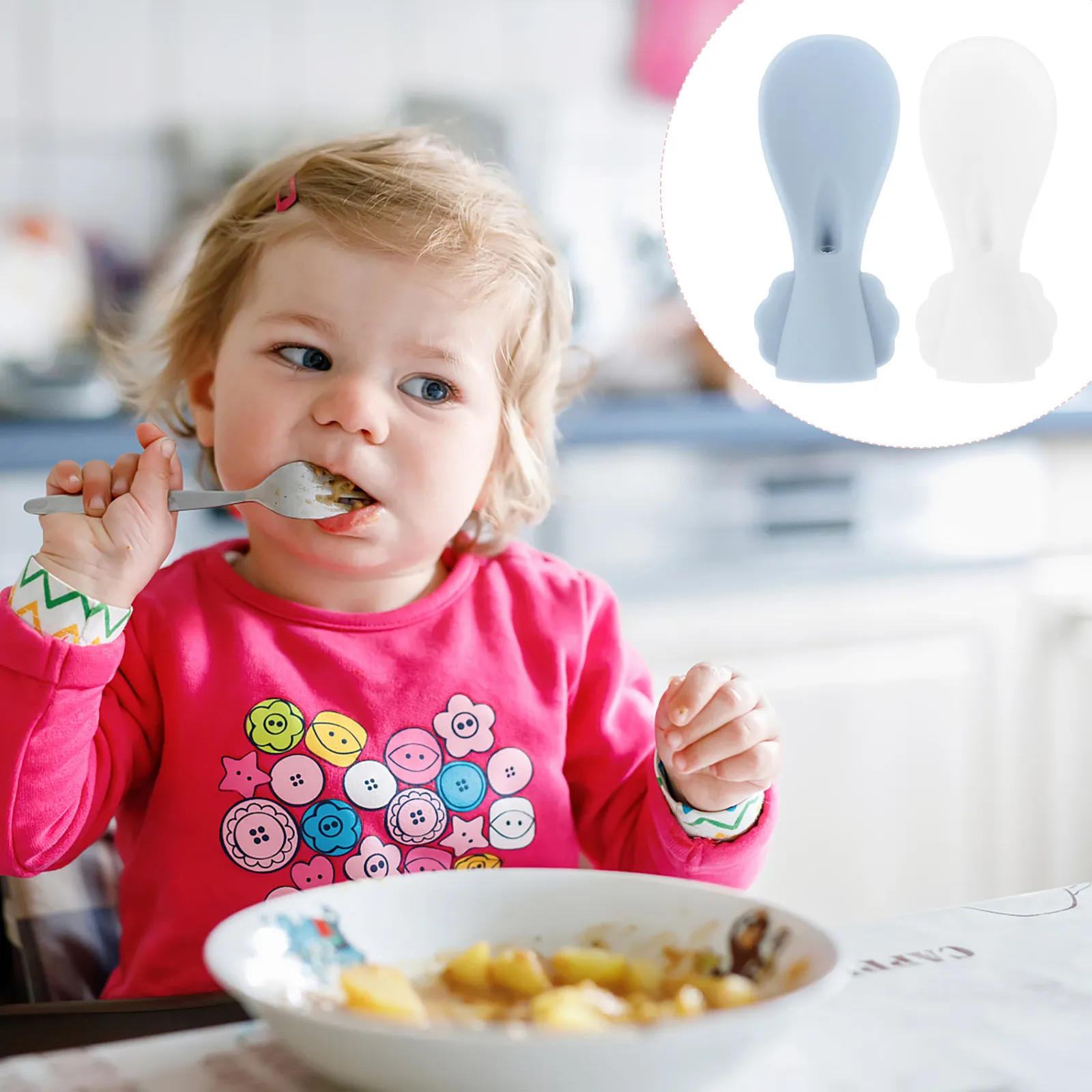 2Pcs Silicone Baby Food Pouch Squeeze Spoon