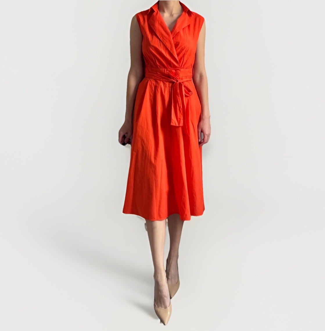 RANDOM shirt orange dress size S premium quality midi a-line old money