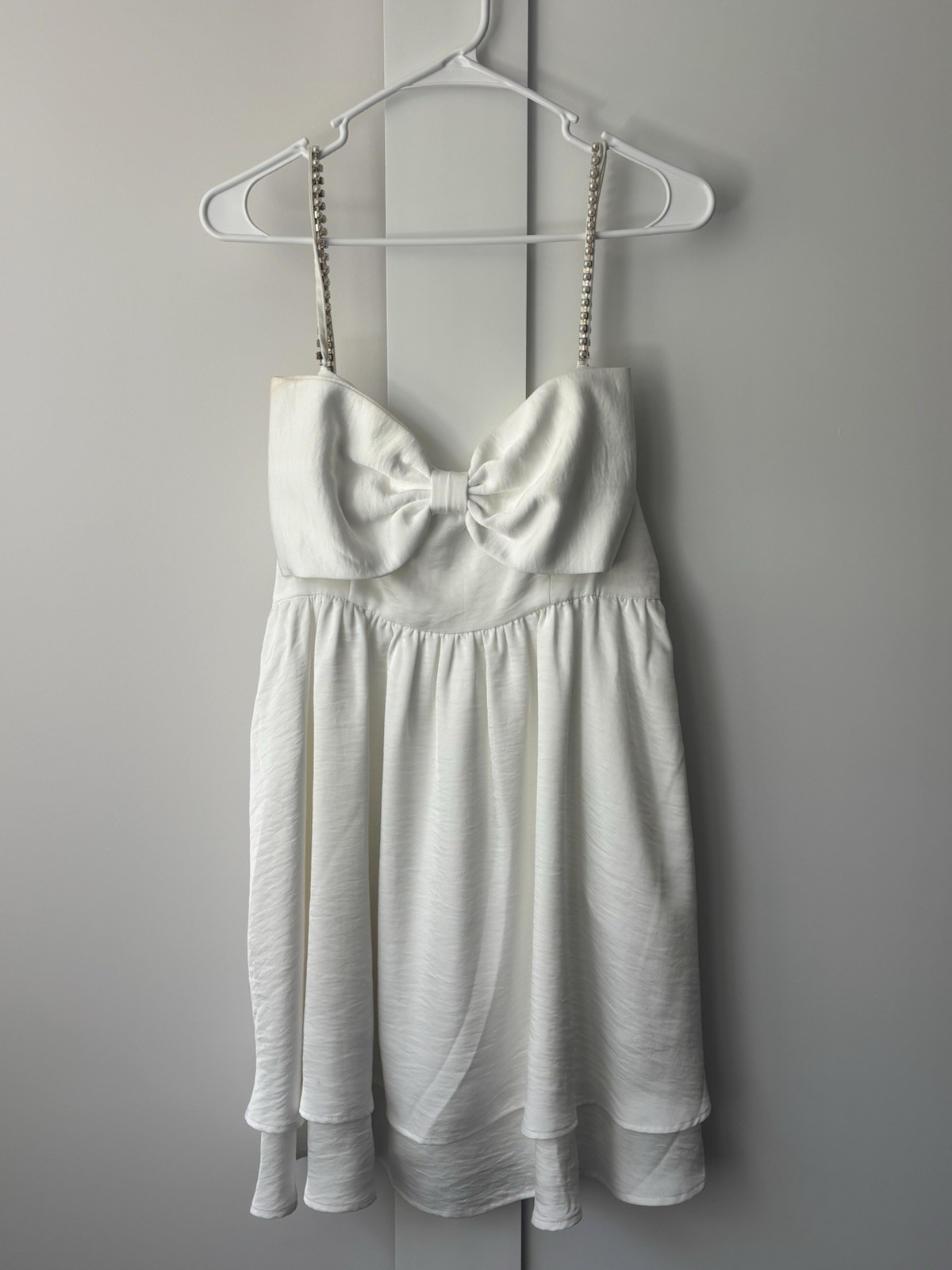 Altar’d State White Dress With Pearl Straps Size large