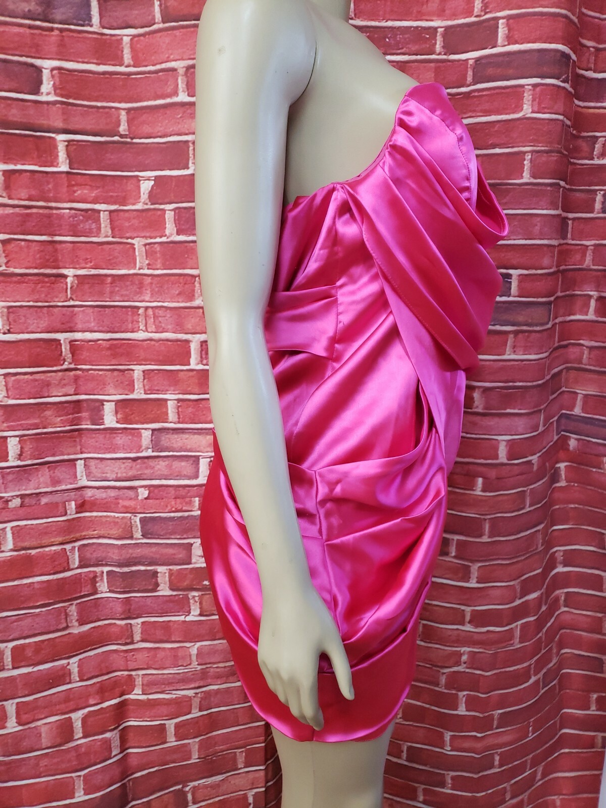 ASOS DESIGN Luxe one shoulder premium satin drape Women mini dress Sz 8 NWT #CB3