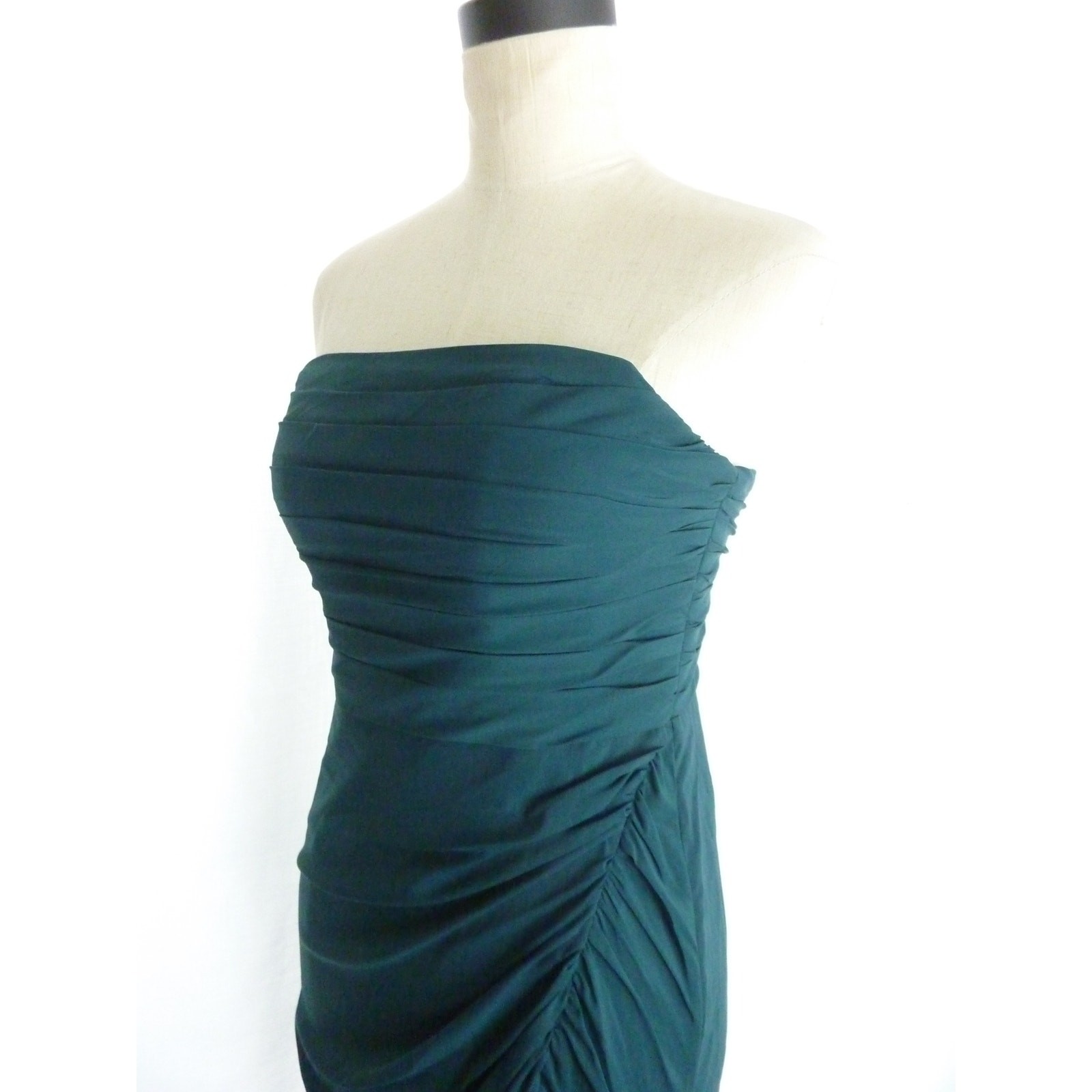 NWT Azazie Pine Sheath Square Neckline Pleated Stretch Chiffon Convertible Dress