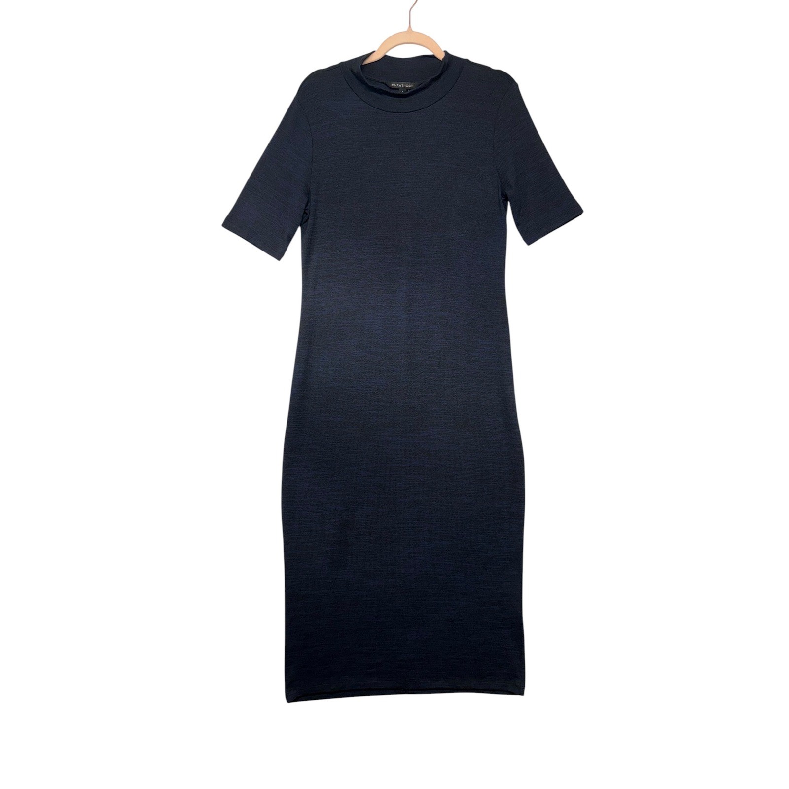 41 Hawthorn Monica Midi Sweater Dress Navy Blue Marled Mock Neck Size Large NEW