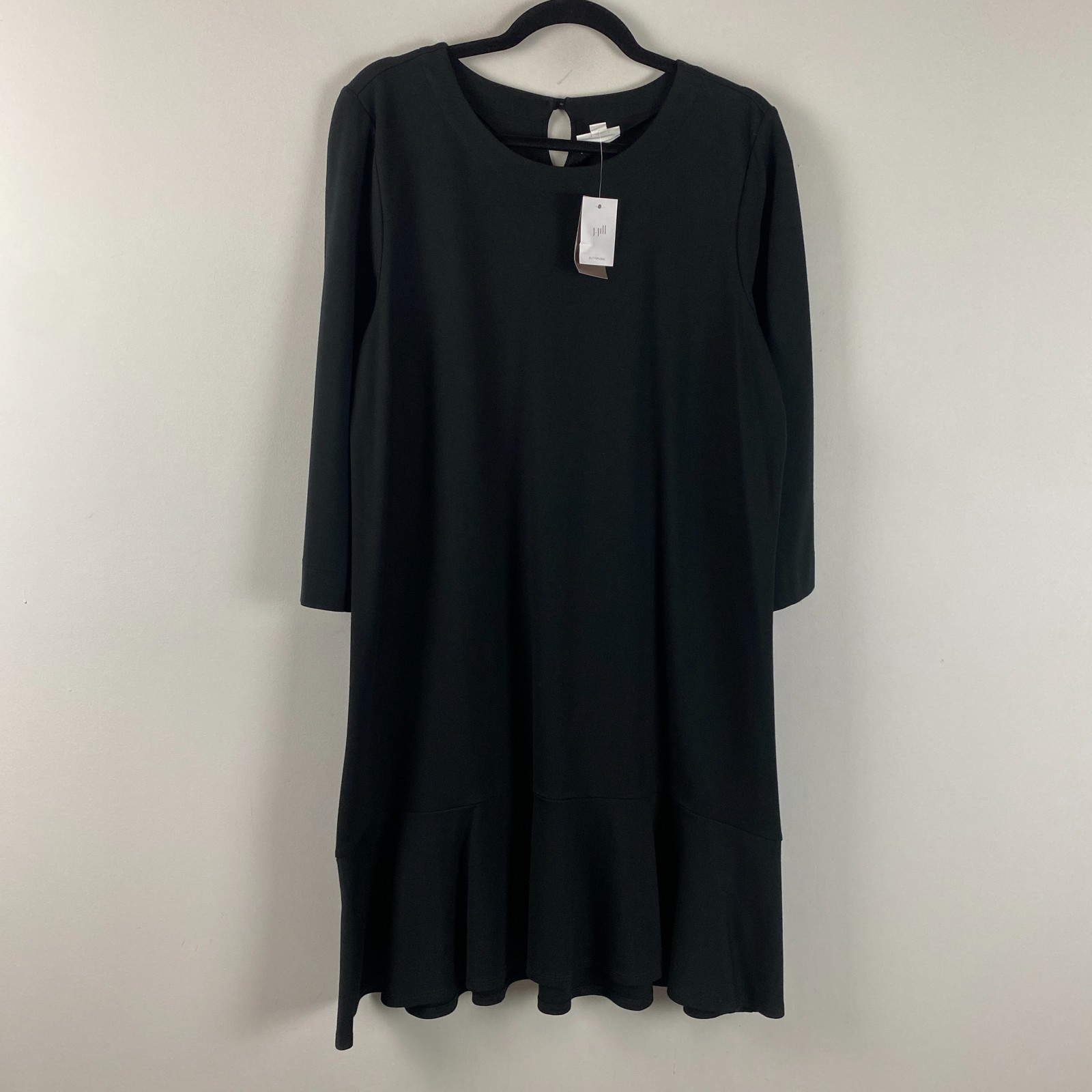 J Jill Ponte 3/4 Sleeve Flounced Hem Dress Size Petite Large Stretch