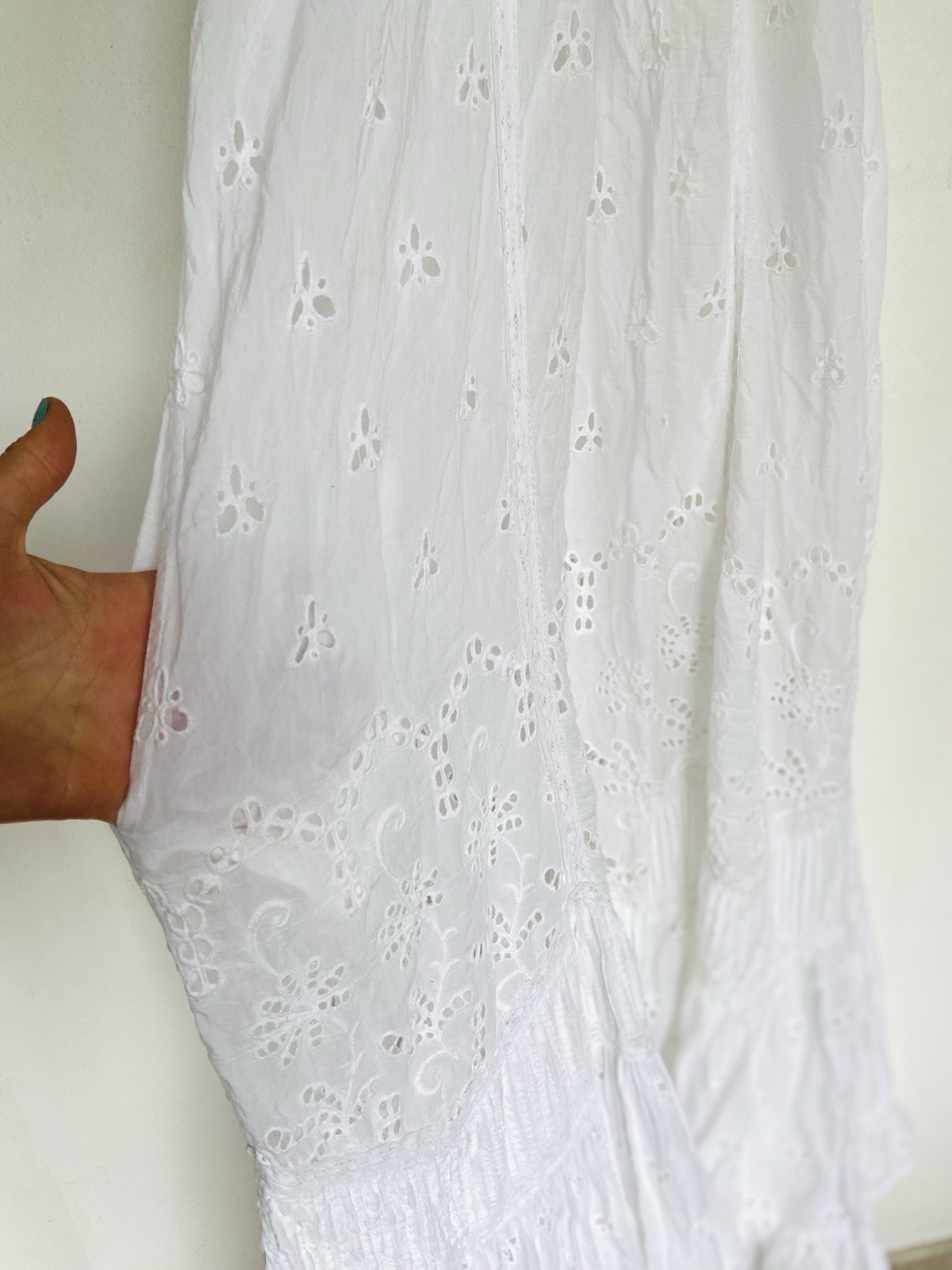 ByTIMO Broderie Anglaise White Cotton /viscose Maxi Dress Ladies SZ S 8 – 10