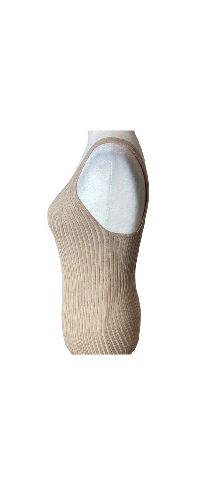 Mod Ref ribbed sleeveless maxi dress, tan, size Small