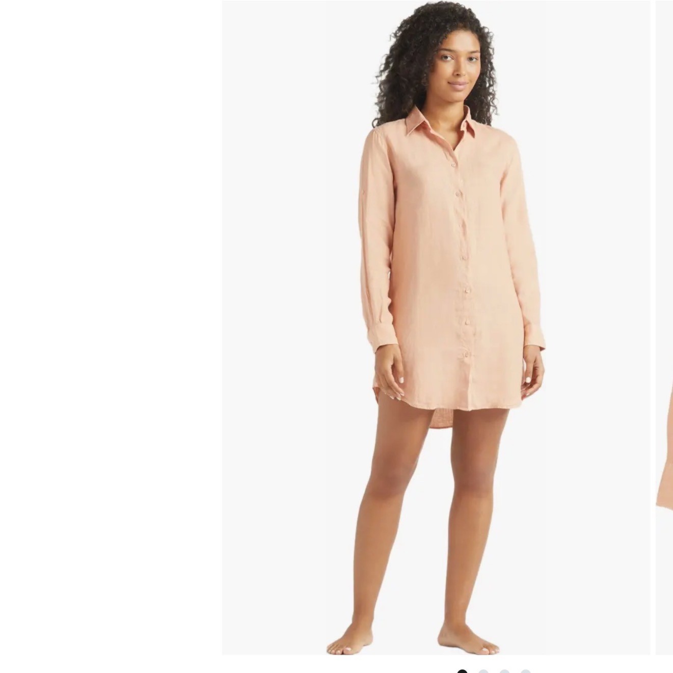 Vilebrequin Womens Peach 100% Linen Button Down Shirt Dress Size S Turtle Logo