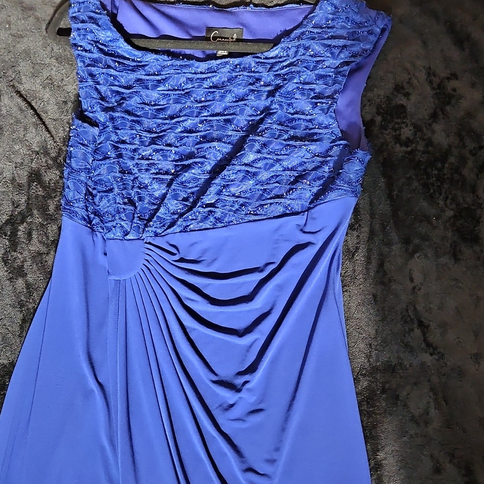 Connected Apparel Women’s Blue Sheath Long Dress 12 Round Neck Sleeveless