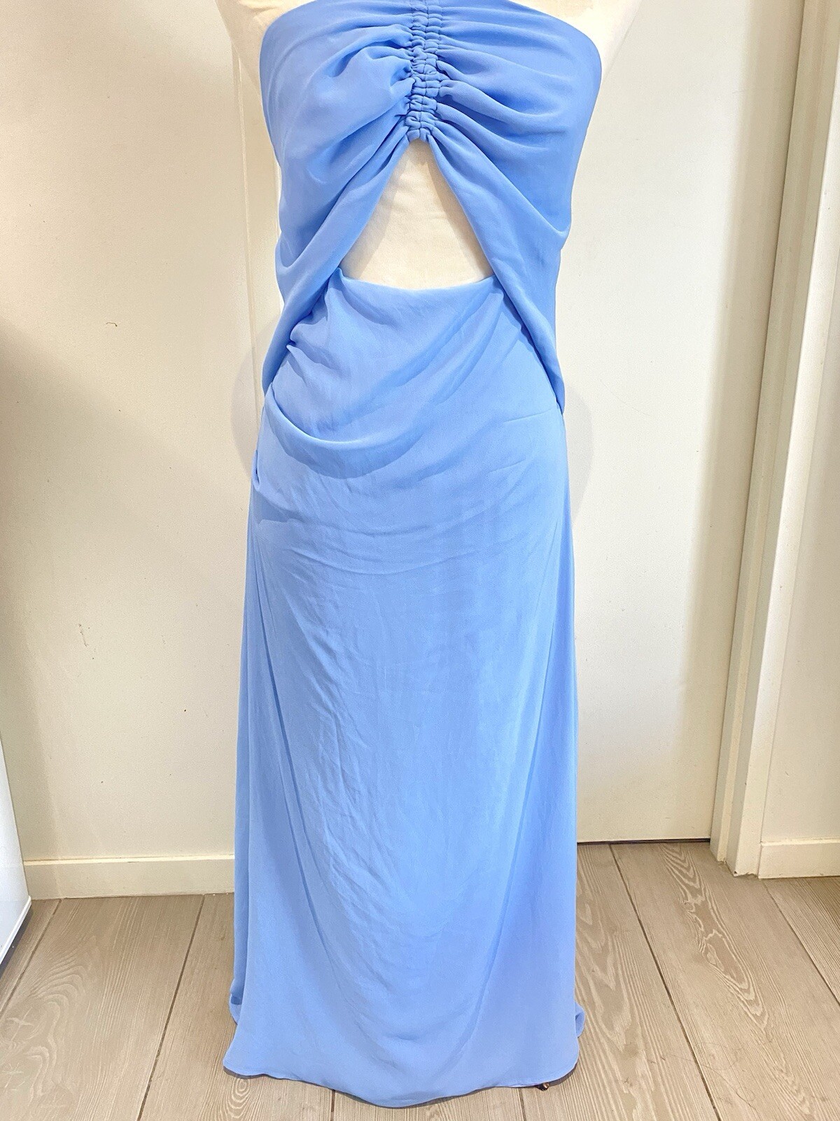 Kookai Dress Size 10 / 38 Light Blue Halter Neck BNWT RRP $250 Elsa Beaded Maxi