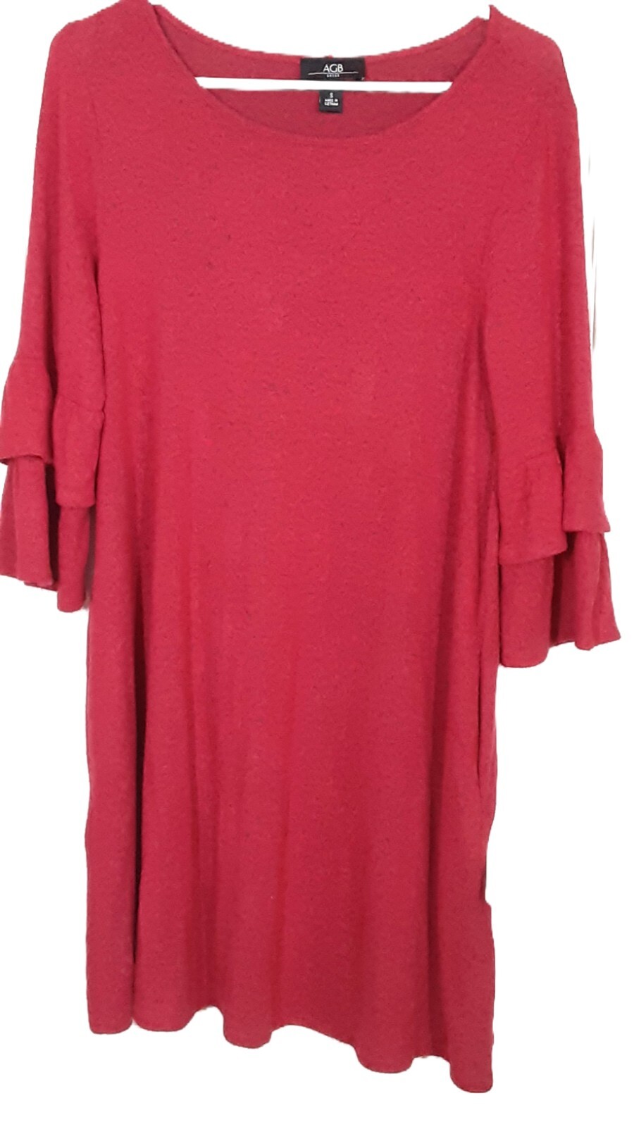 AGB Woman’s Sweater Dress Size SMALL, Stylish Sleeve, Mini dress, Burgandy