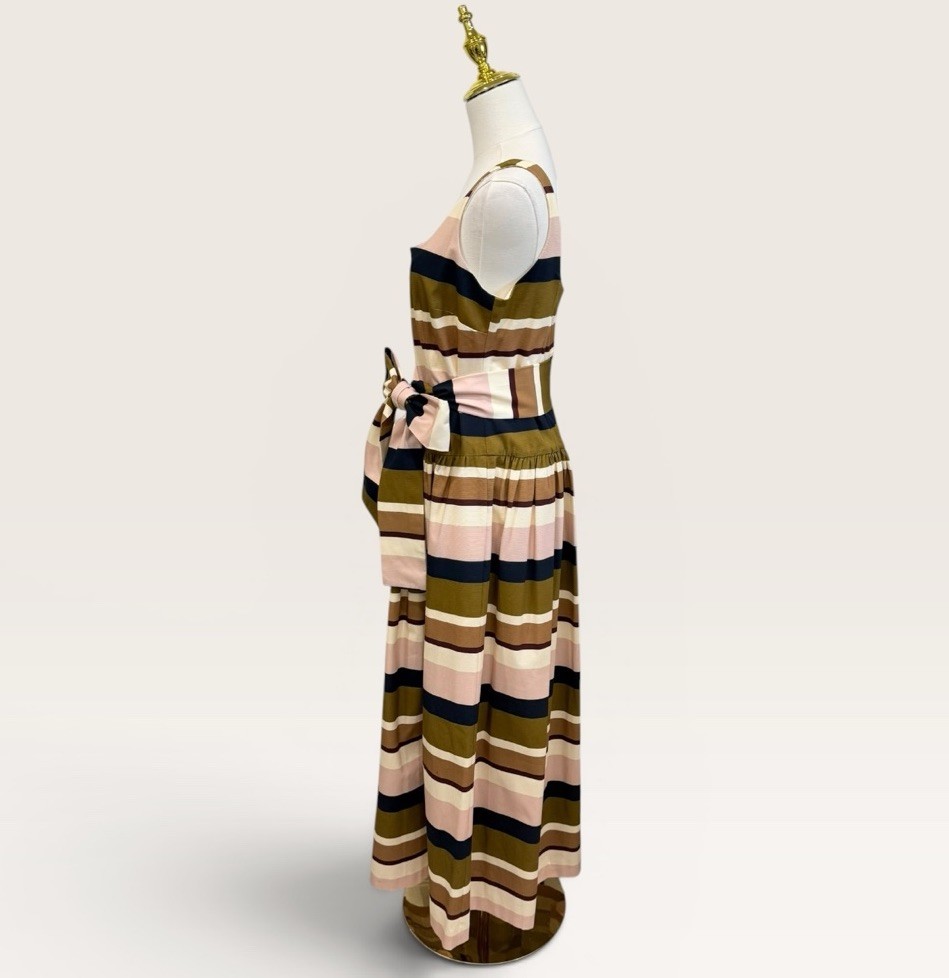 Antonio Melani The Style Bungalow Luncheon Striped Belted Maxi Dress SZ 14 NWT