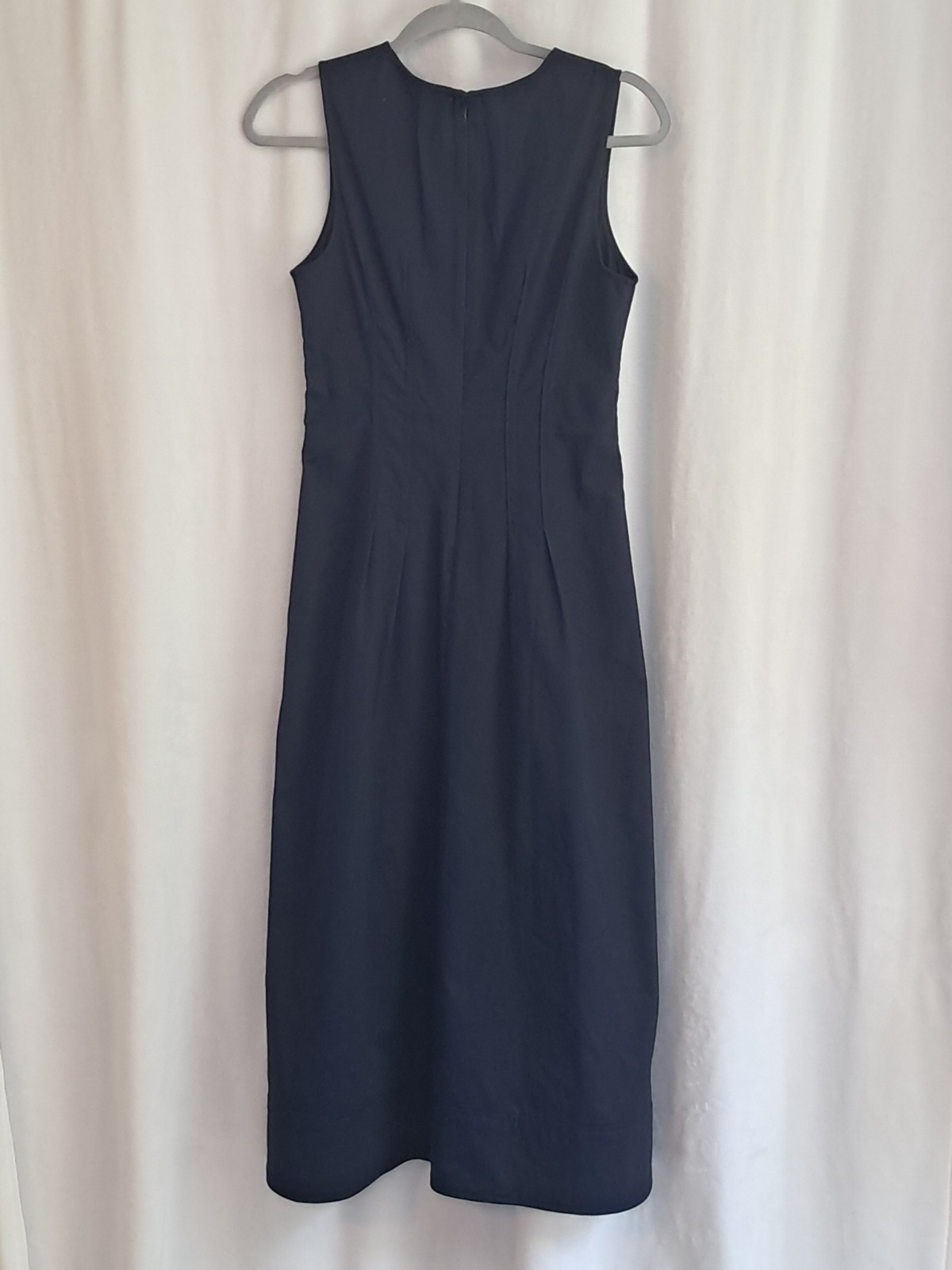 NWT J. Crew 2 Pintuck Midi Dress In Stretch Twill Navy Blue Sleeveless CD361