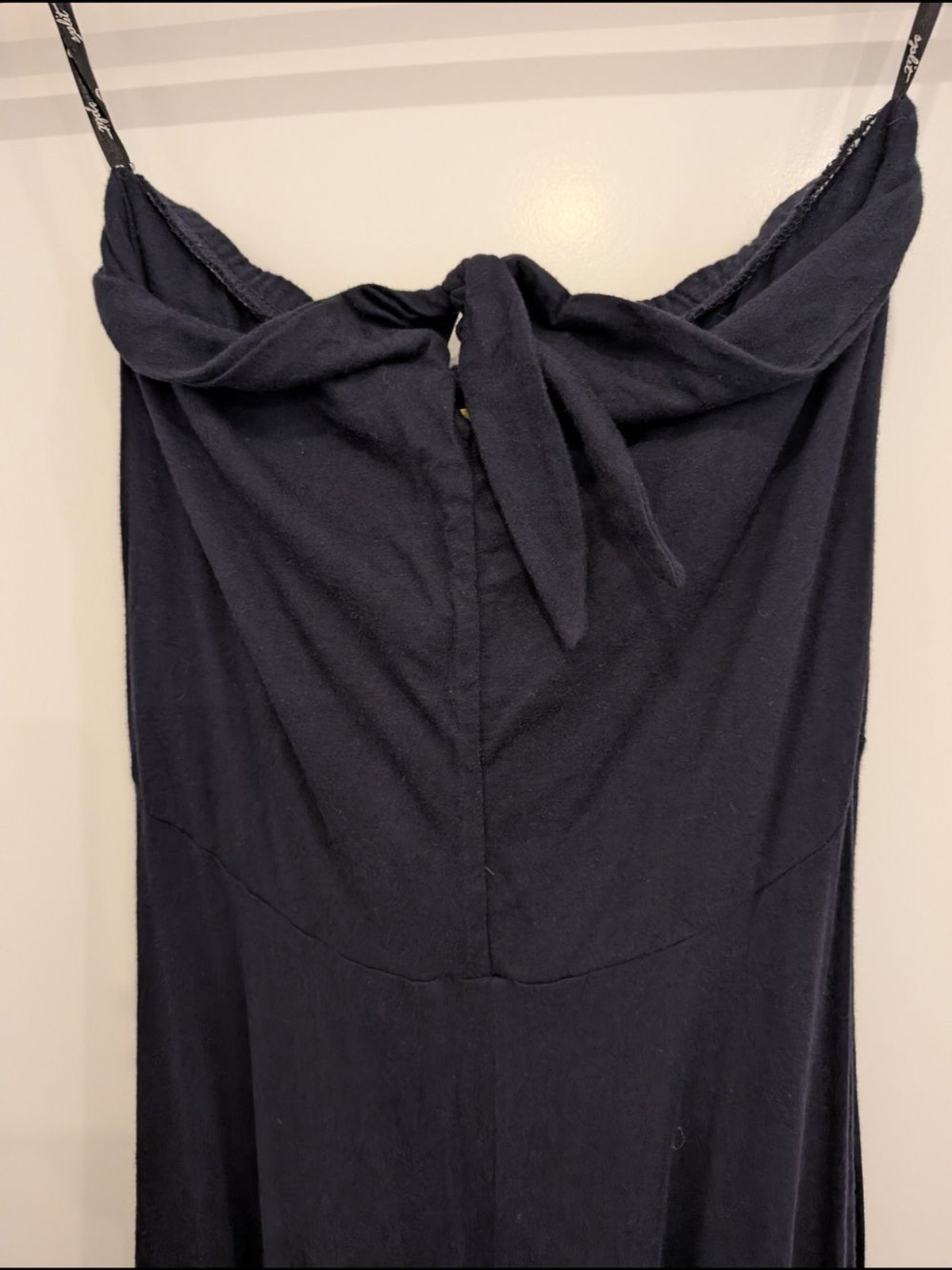 split Navy Spaghetti-Strap Maxi Dress with Front Tie