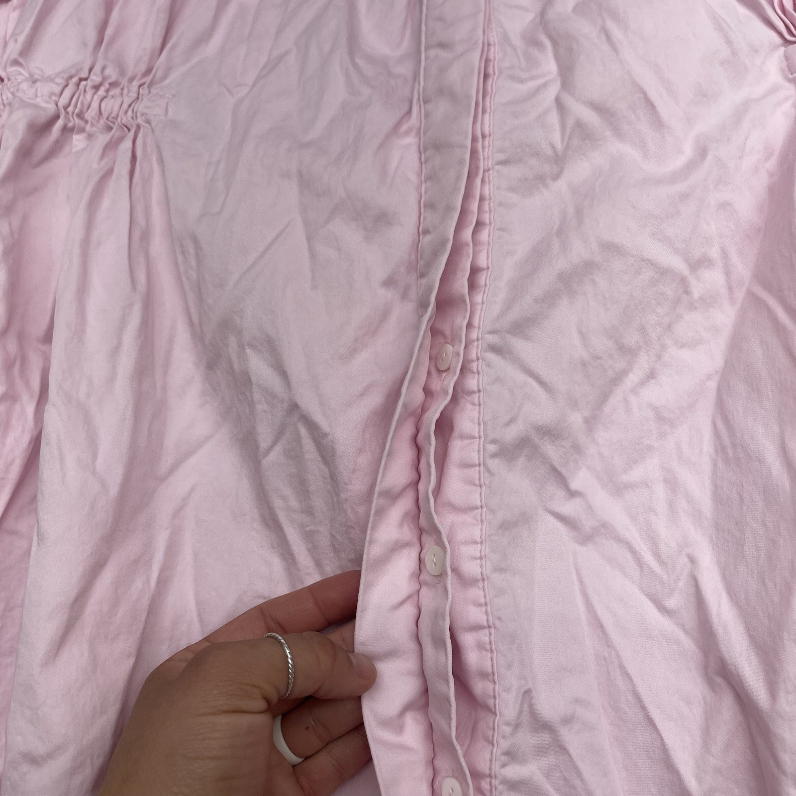 Aureta Pink Fairy Floss Daisy Button Up Mini Dress Women’s Size Medium