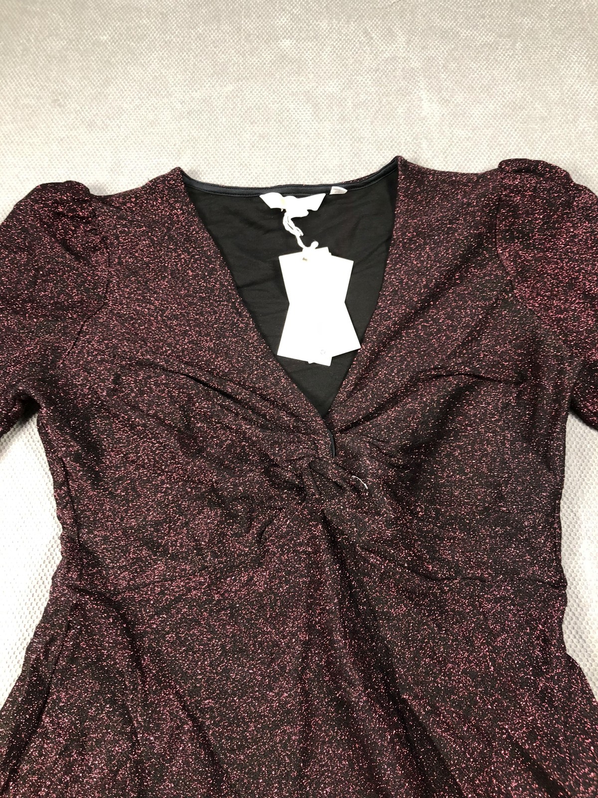 Boden Dress Womens 6 Purple V Neck Balloon Sleeve Glitter Fit Flare Maxi NWT