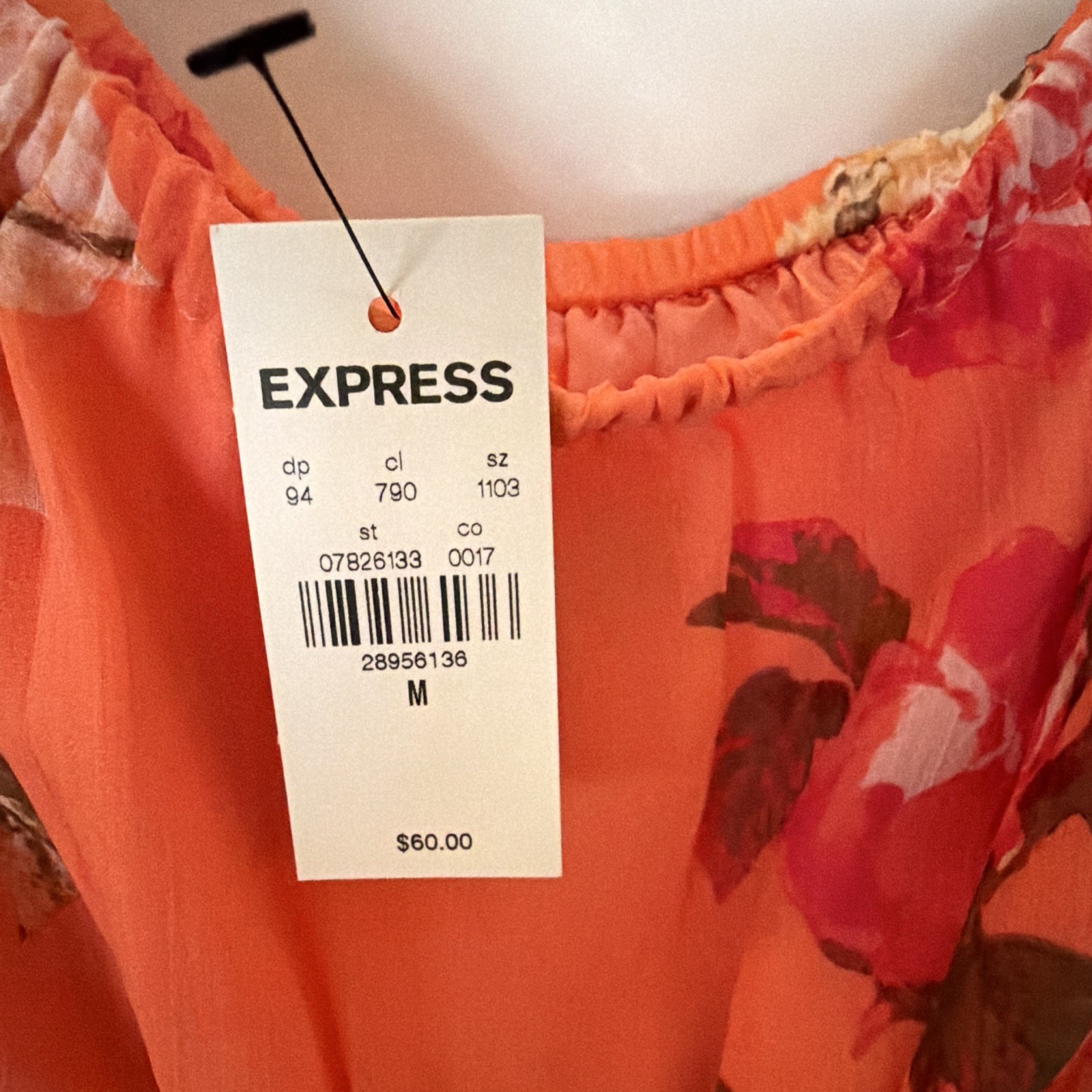 Express Floral Chiffon strapless romper Orange/Pink Ruffle M
