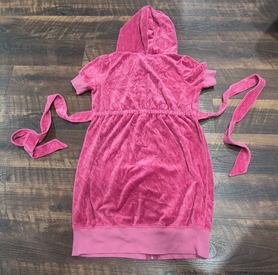 Juicy Couture Berry Vintage Velour Zip Hoodie Dress Y2K Size L USA Made