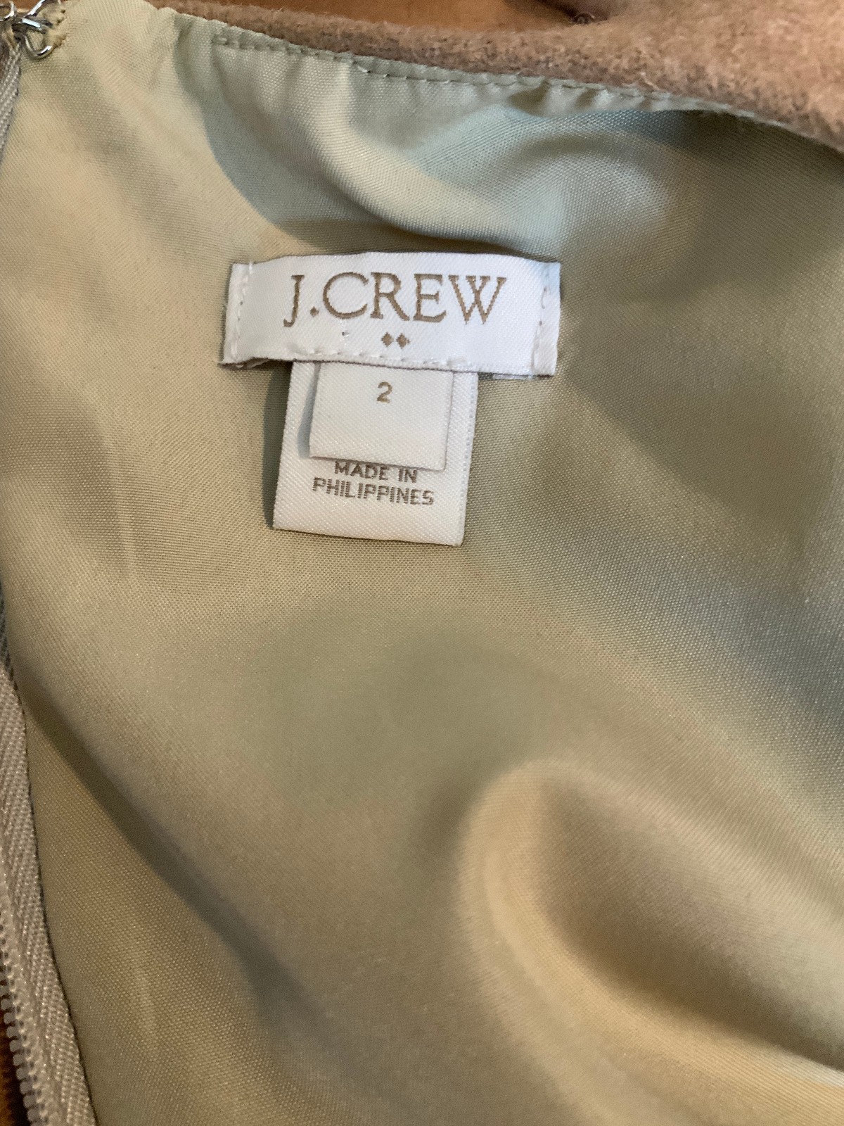 J. Crew Brown Wool Blend High Round Neck Sleeveless A-Line Structured Dress, 2