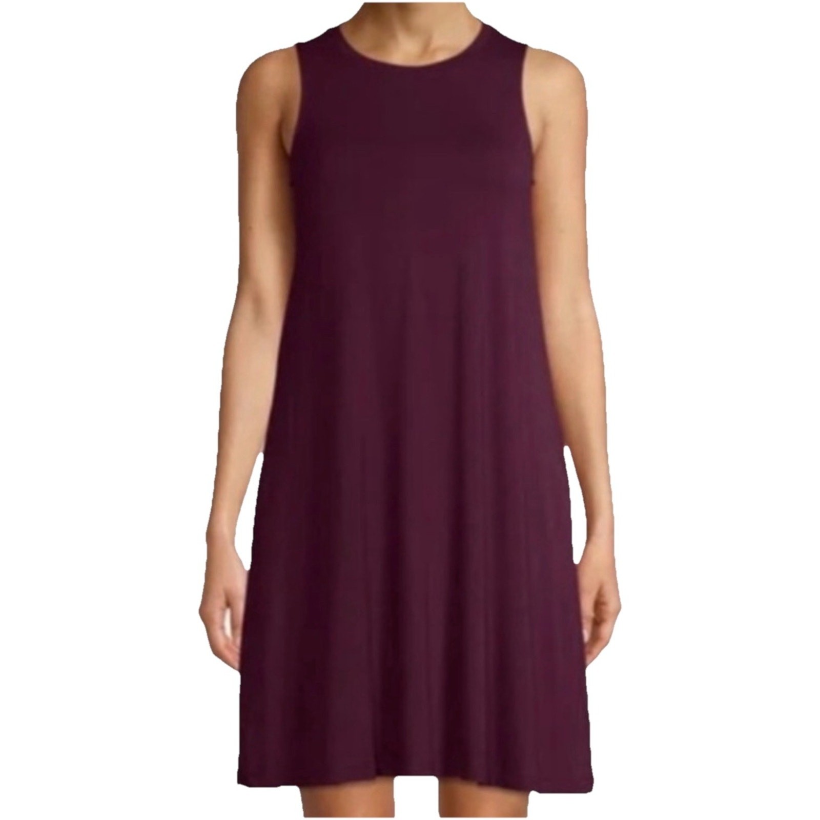 Anne Klein Dress Size 14 Womens NEW Eggplant Purple Trapeze Swing Stretch Office