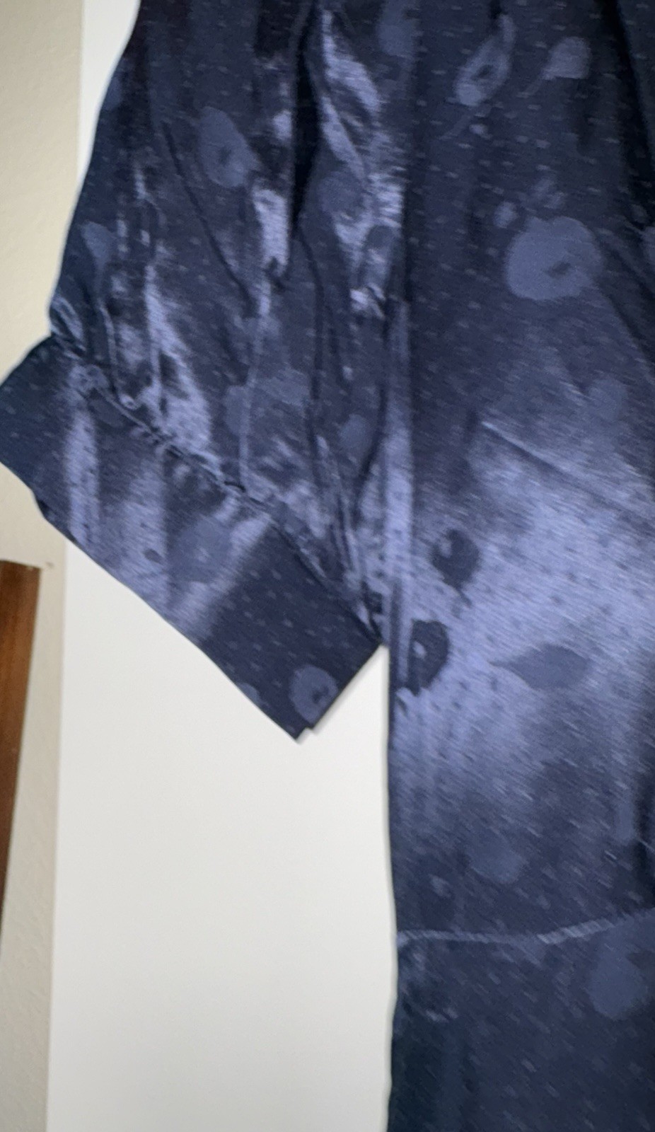 The Kooples Navy Blue Satin Buttoned Midi Dress