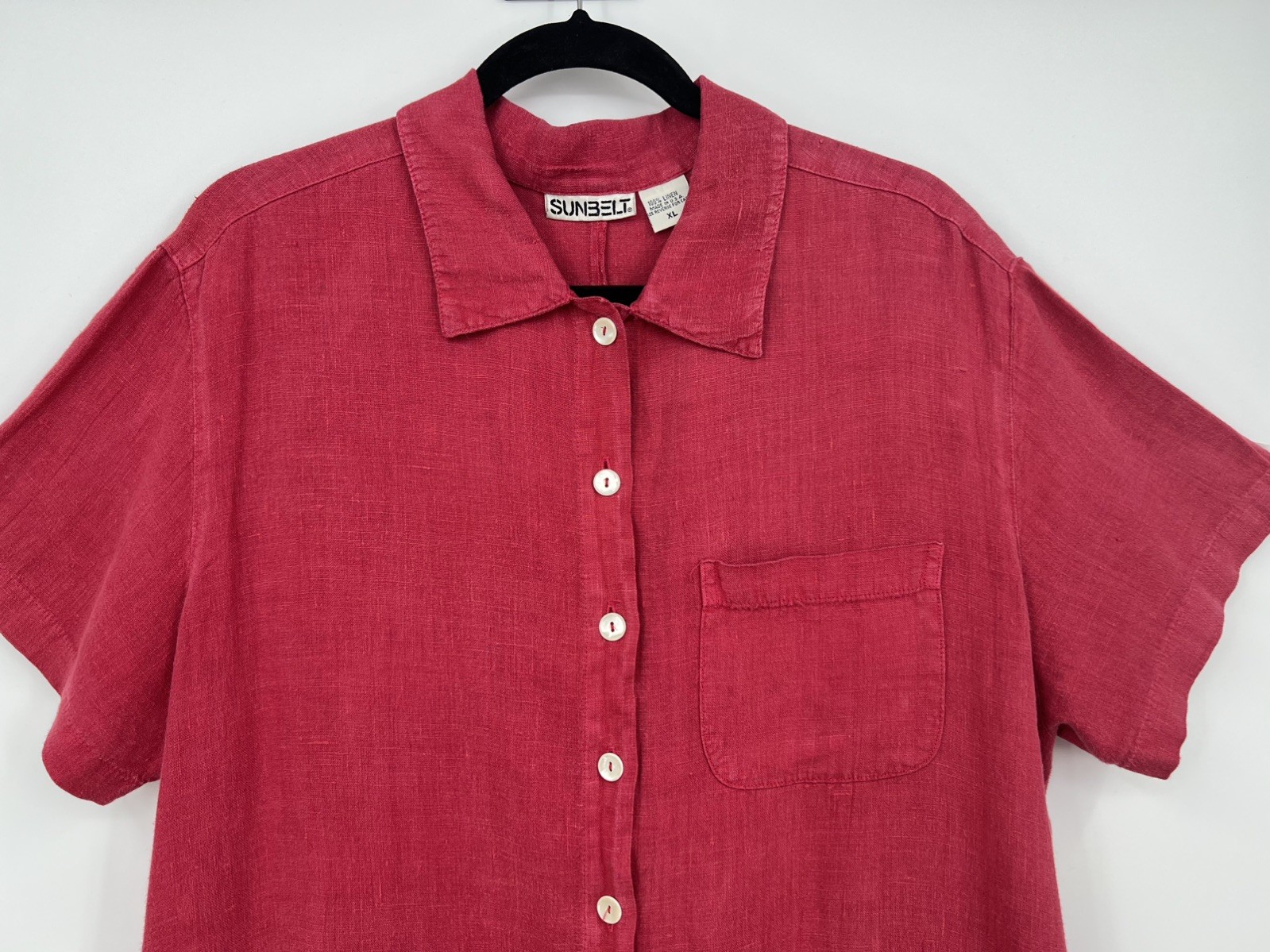 Sunbelt Red Raspberry Dress Womens -size XL 100% Linen Lagenlook Vintage