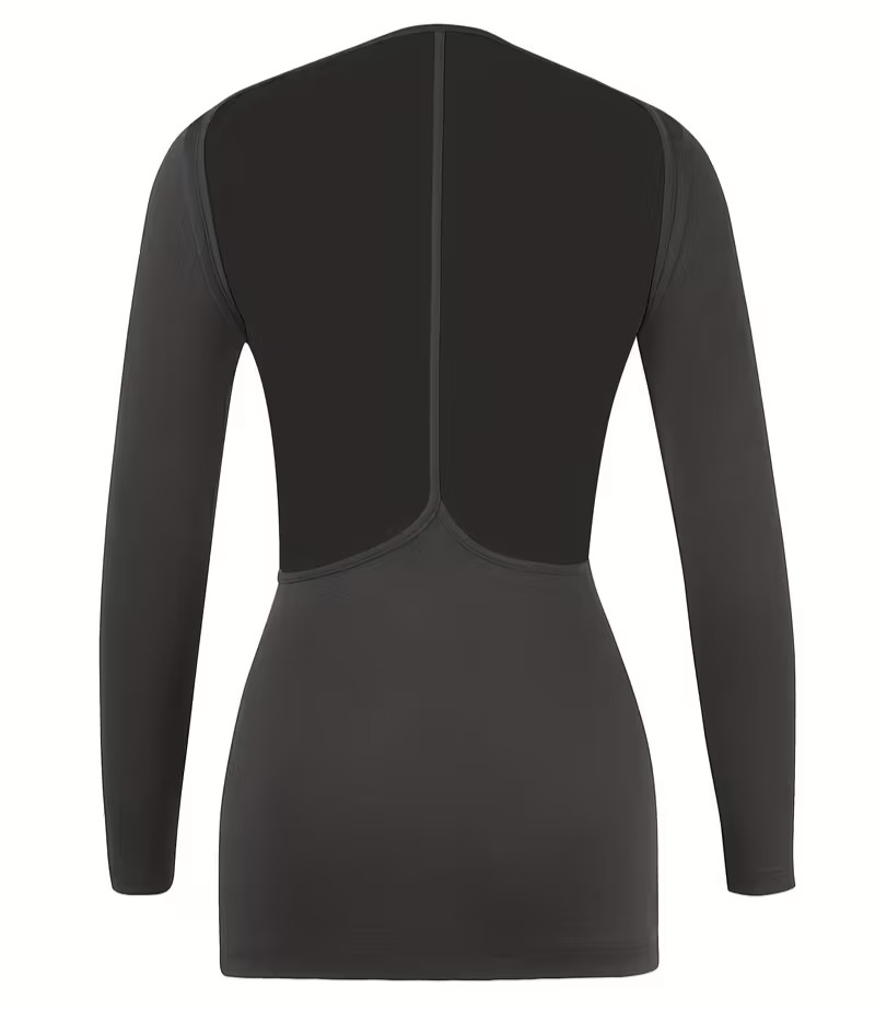 NEW Small Sexy Backless Black Long Sleeve Round Neck Sleek Mini Dress Bodycon
