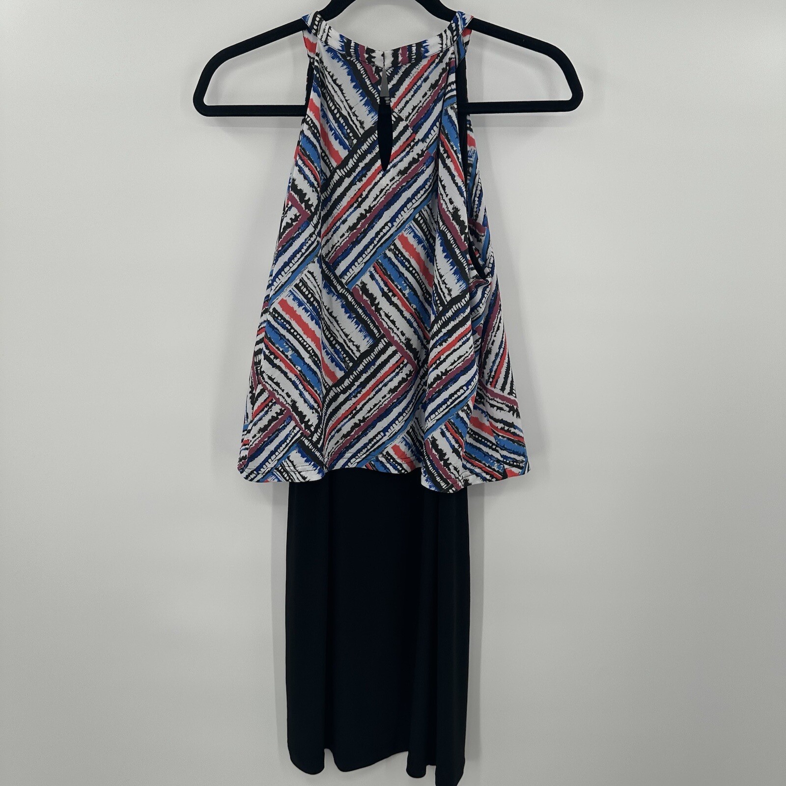 Samuel Dong Sleeveless Drape Colorful Dress Size Medium