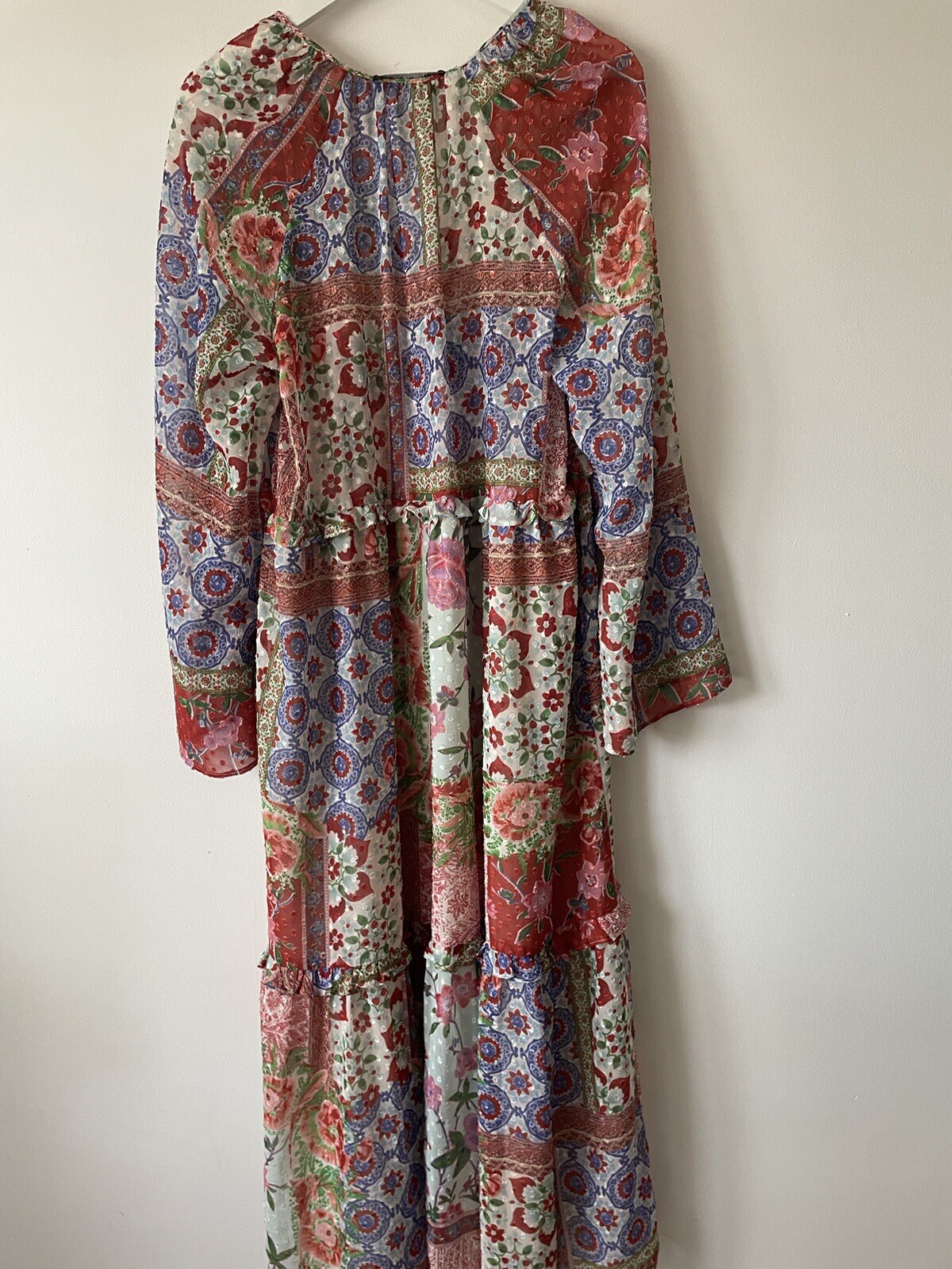 Zara Floaty Boho Patchwork Printed Dress Size L