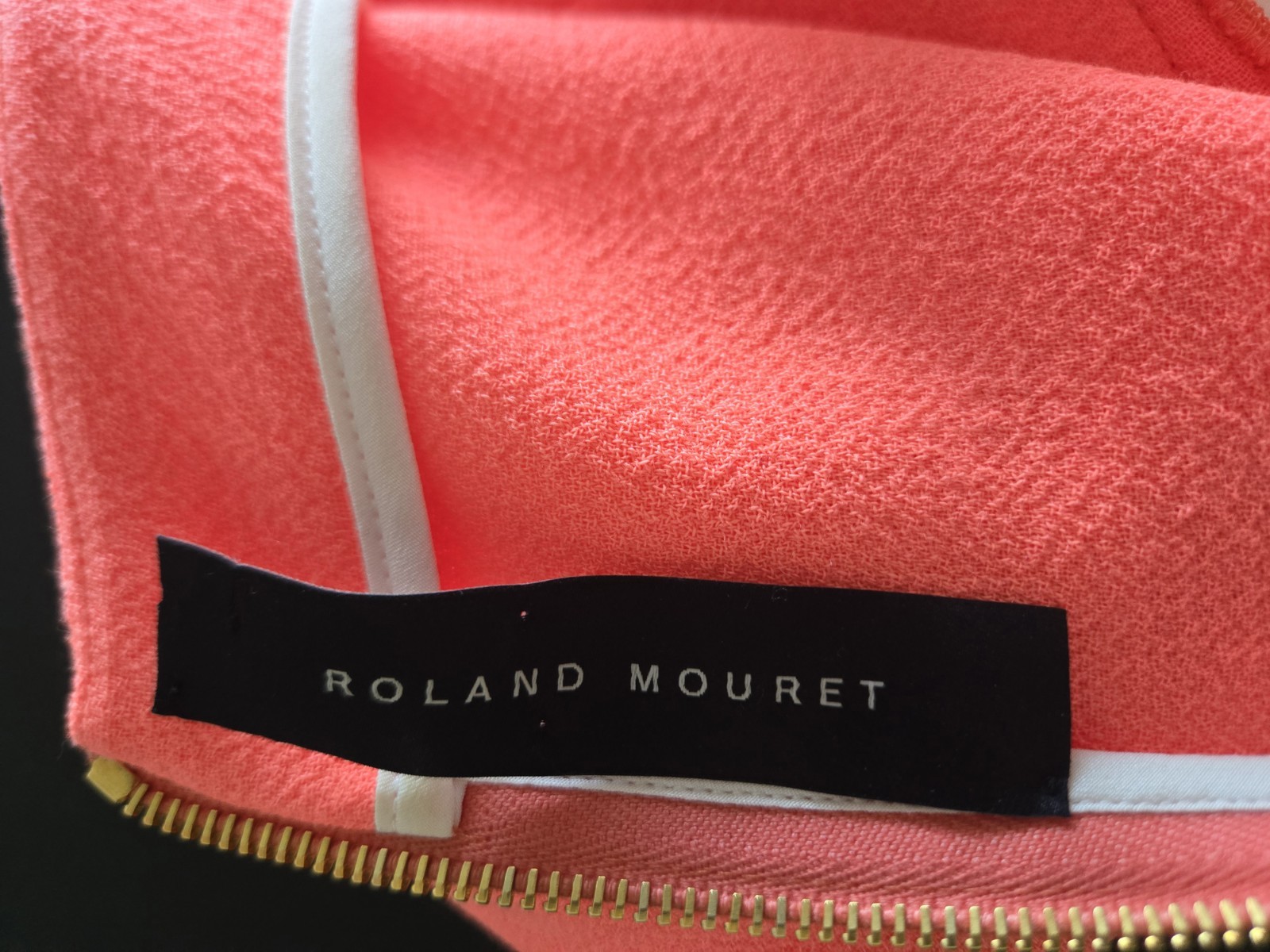 Roland Mouret Asymmetric Crepe Sheath Dress Coral Pink Orange Zip US 6 UK 10