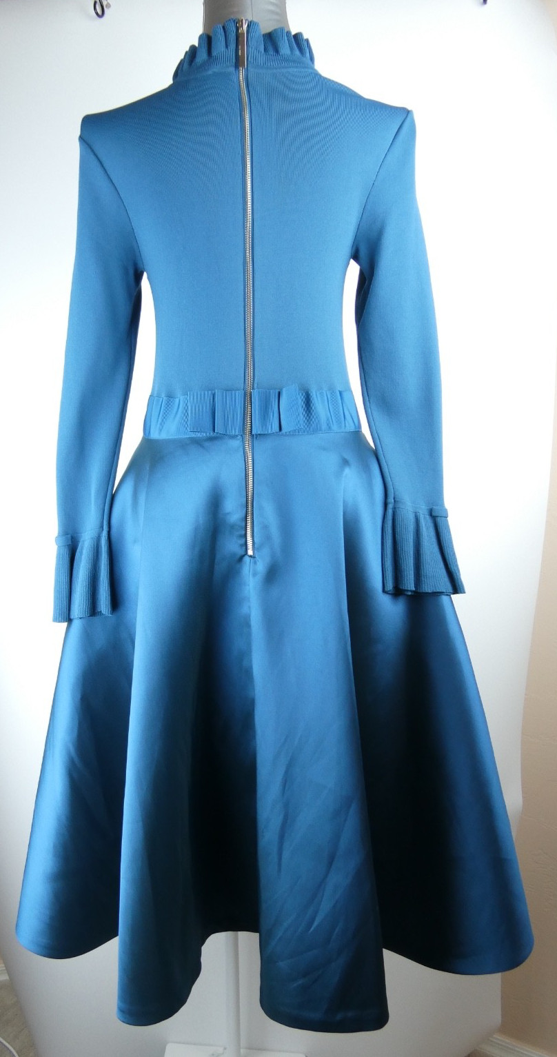 Ted Baker ZADI Frill Cuff Dress, Teal, Size 1