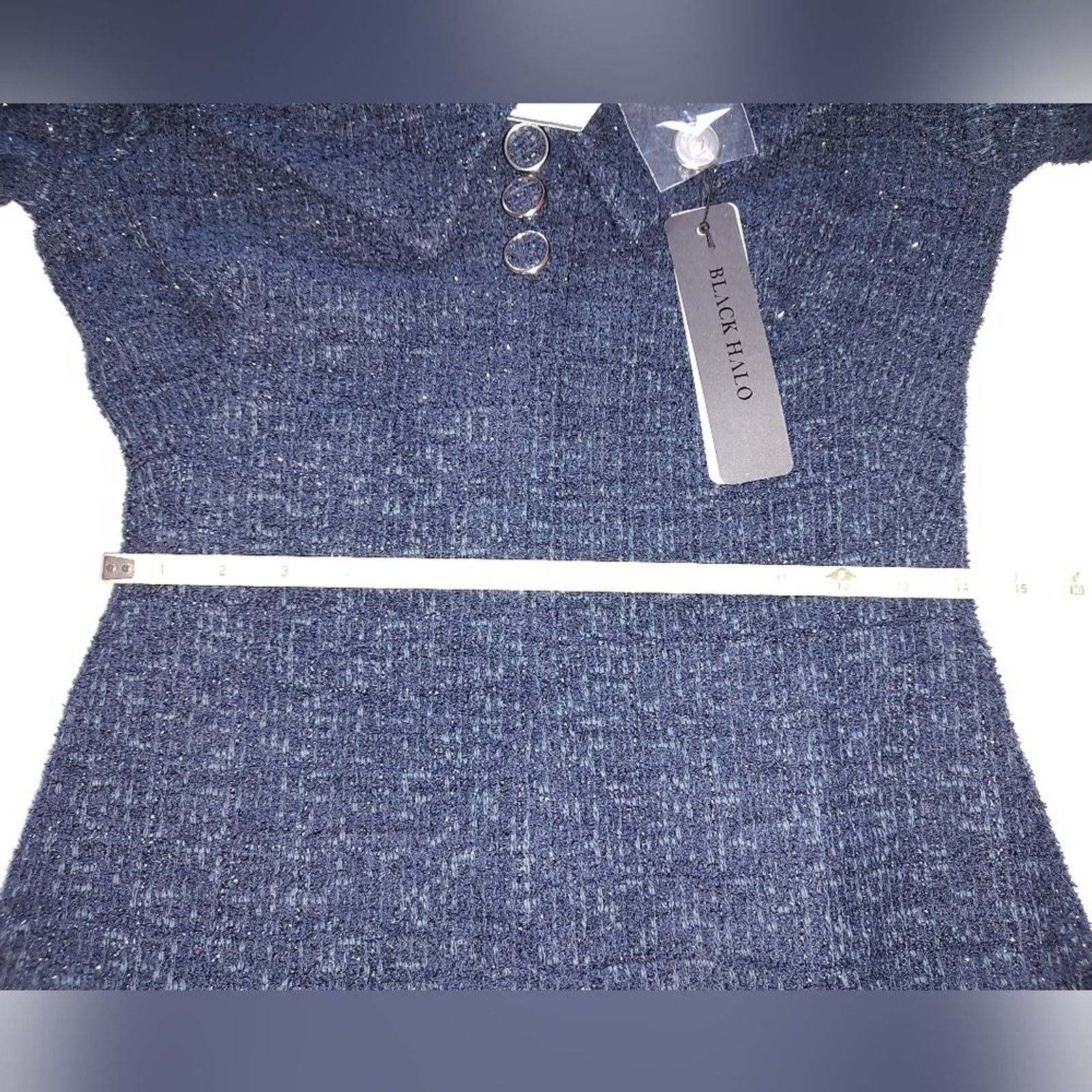 Black Halo Edith Mini Dress Size 10 Twilight Tapestry Navy Shimmer Cocktail NWT