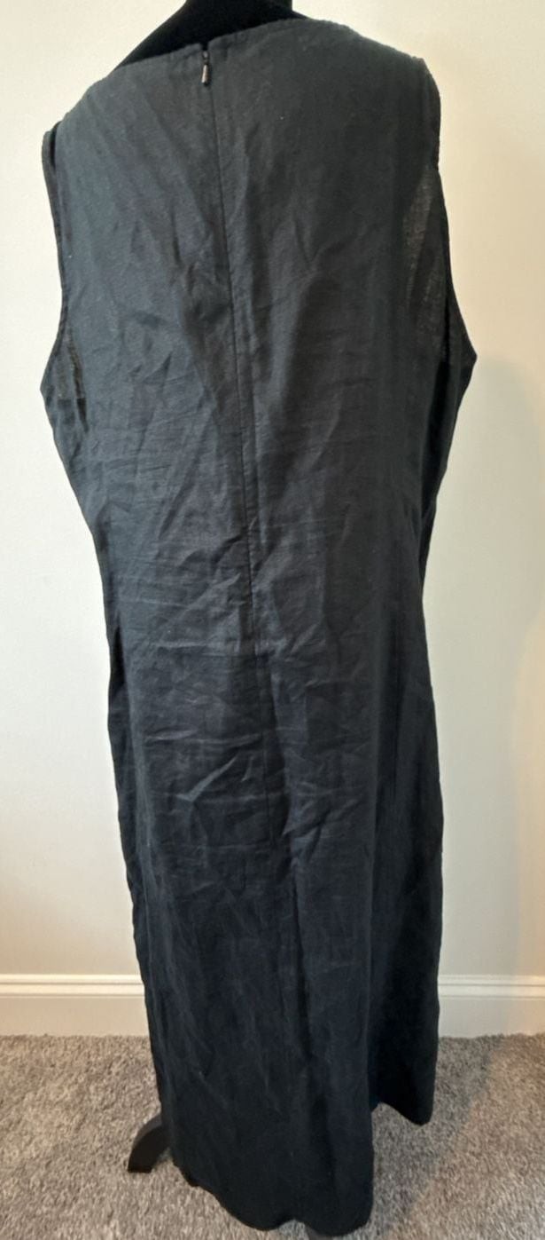 J.Jill Black Sleeveless Pintuck Linen Midi Dress Size XL