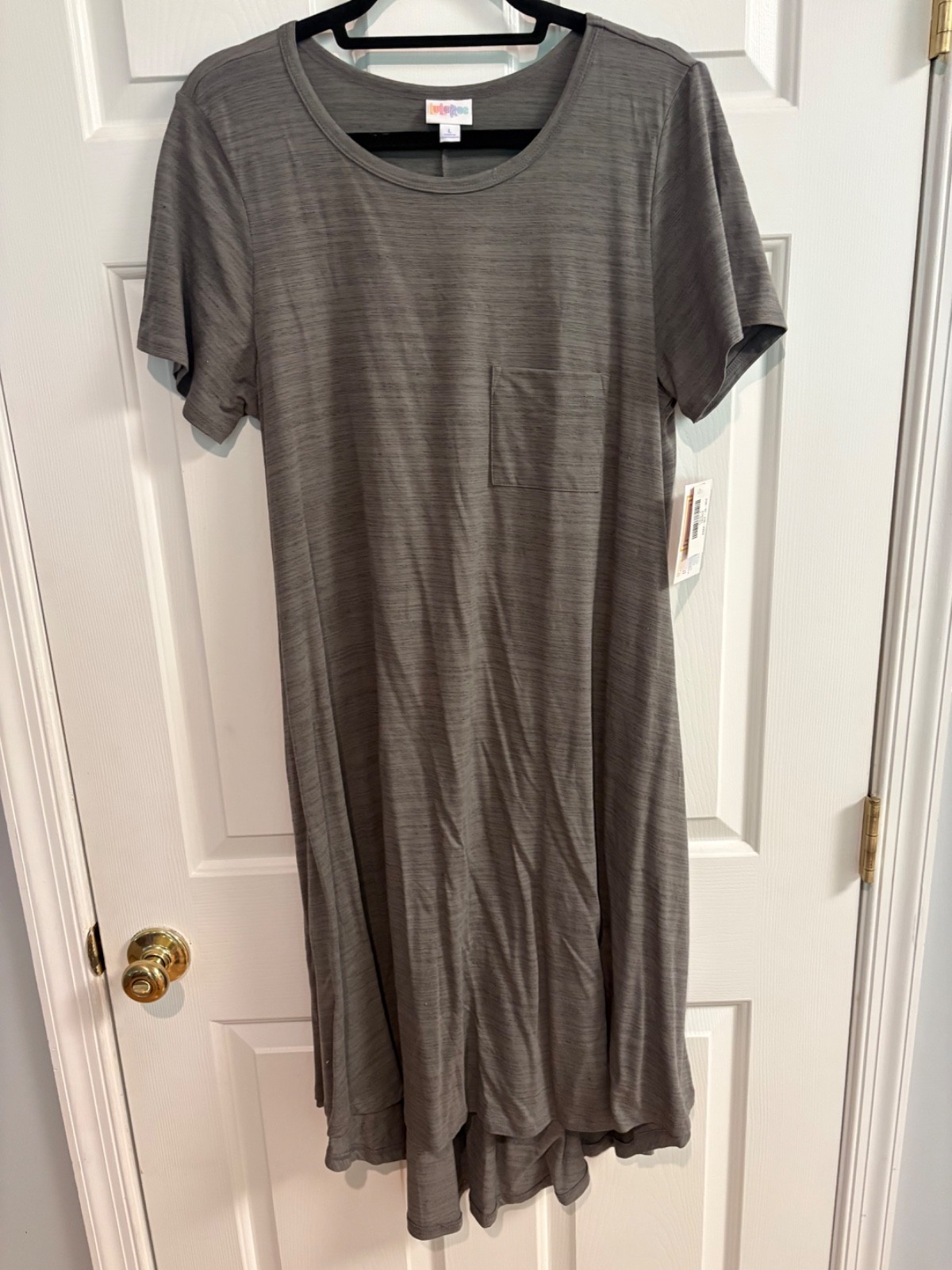 LuLaRoe NWT Carly dress Large (12-14); gray with charcoal heathering